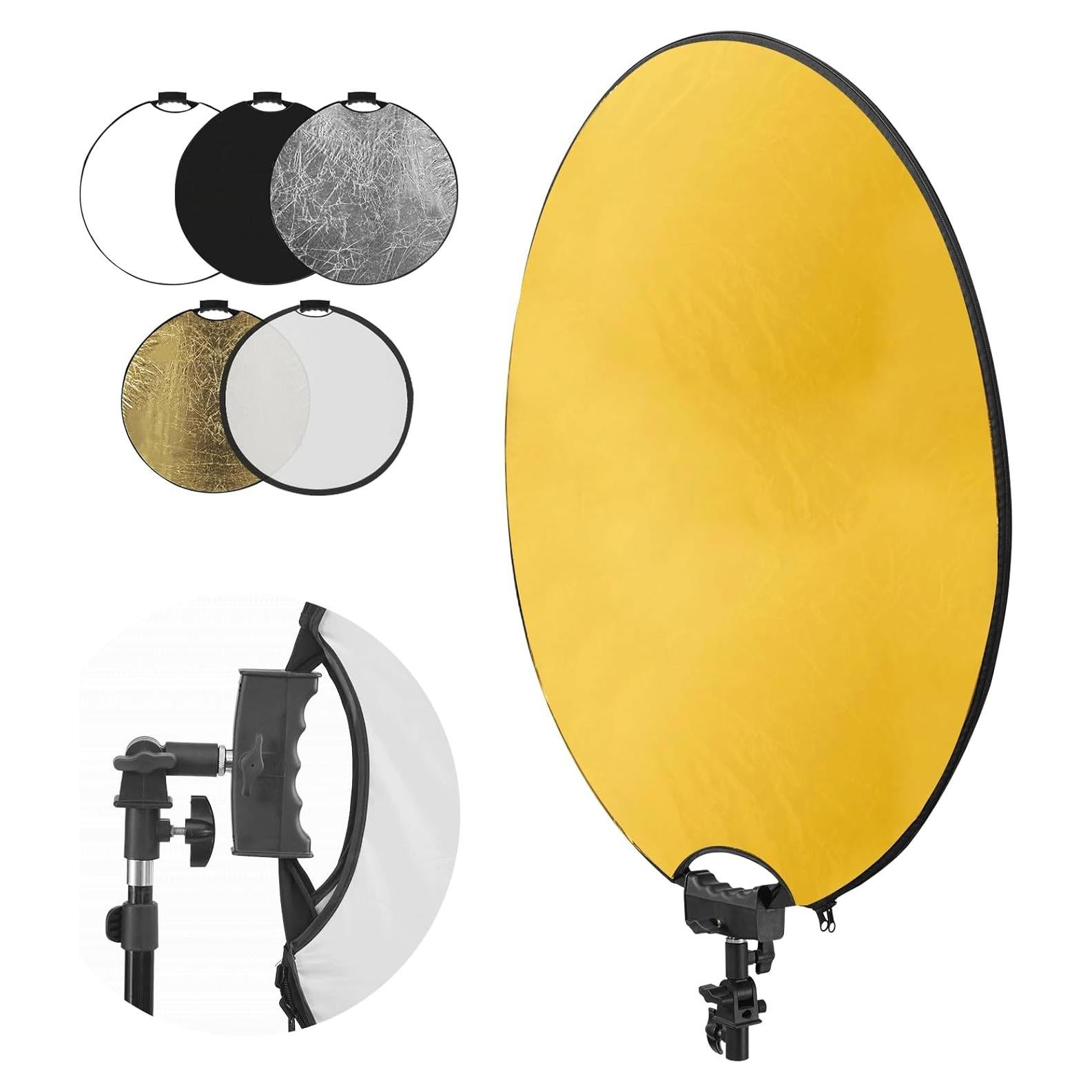 Reflector de Fotografía 5 en 1 Neewer 80cm con Mango y Adaptador