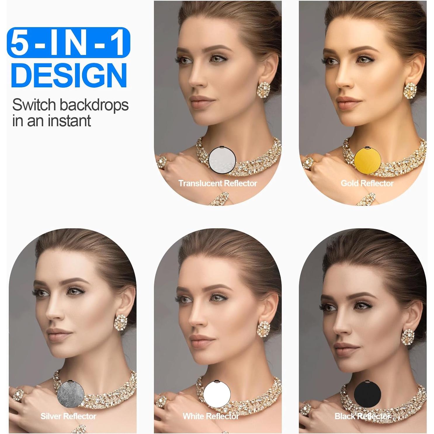 Reflector de Fotografía 5 en 1 Neewer 80cm con Mango y Adaptador