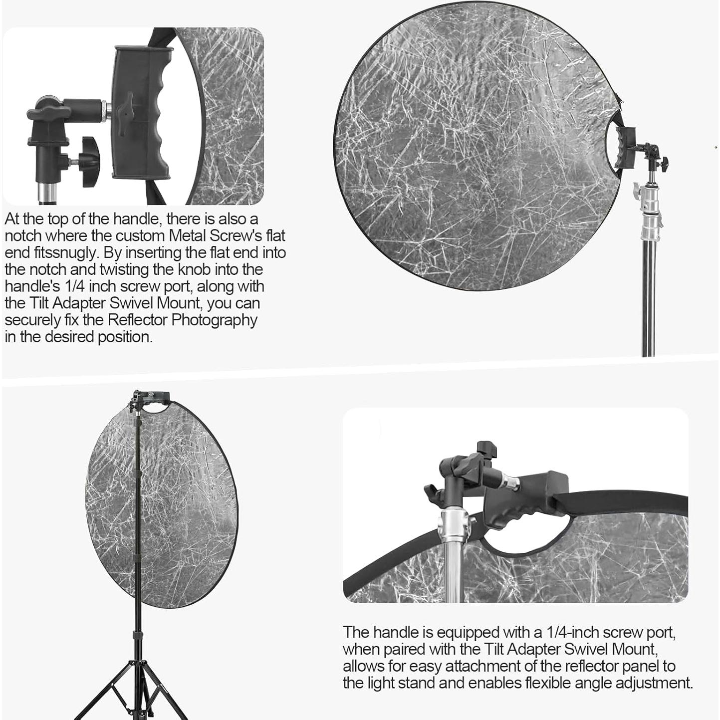 Reflector de Fotografía 5 en 1 Neewer 80cm con Mango y Adaptador