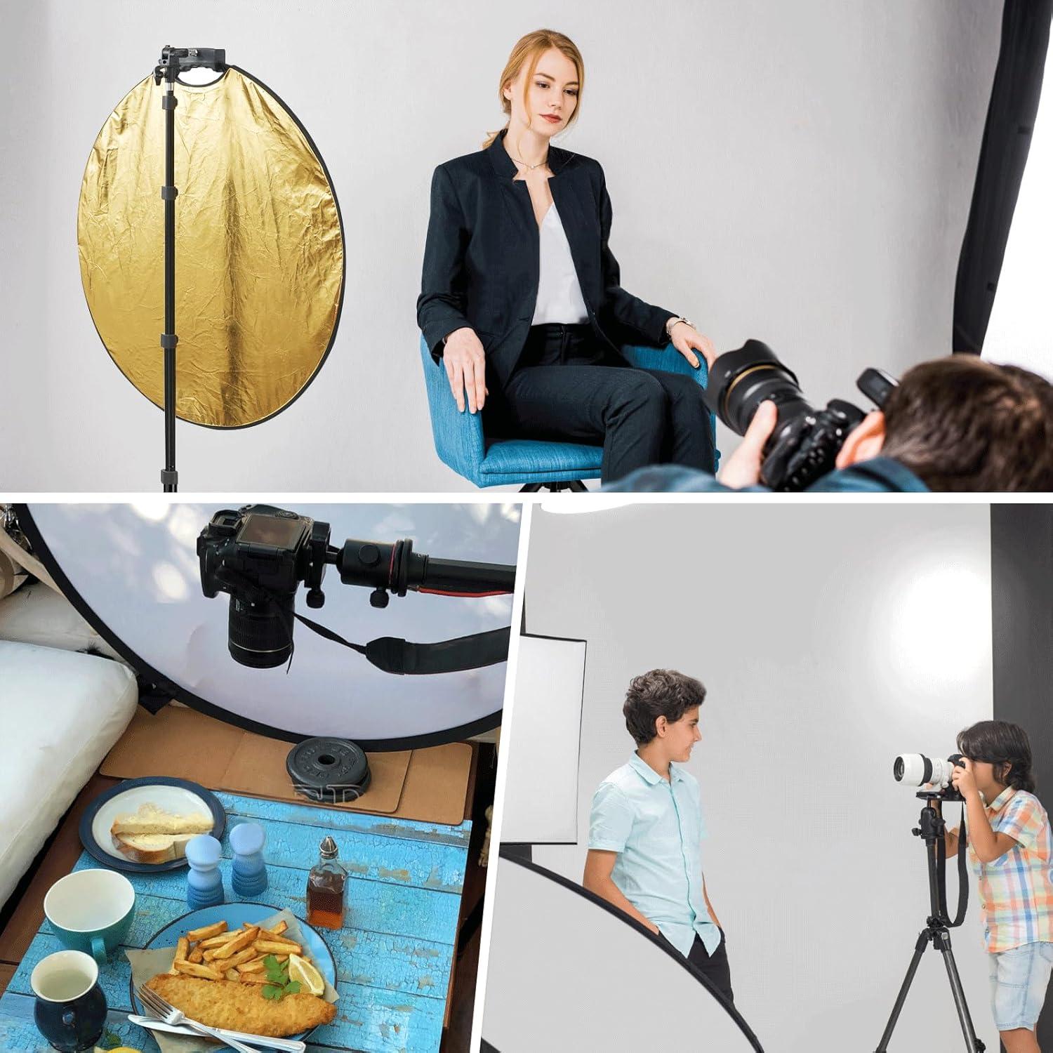 Reflector de Fotografía 5 en 1 Neewer 80cm con Mango y Adaptador