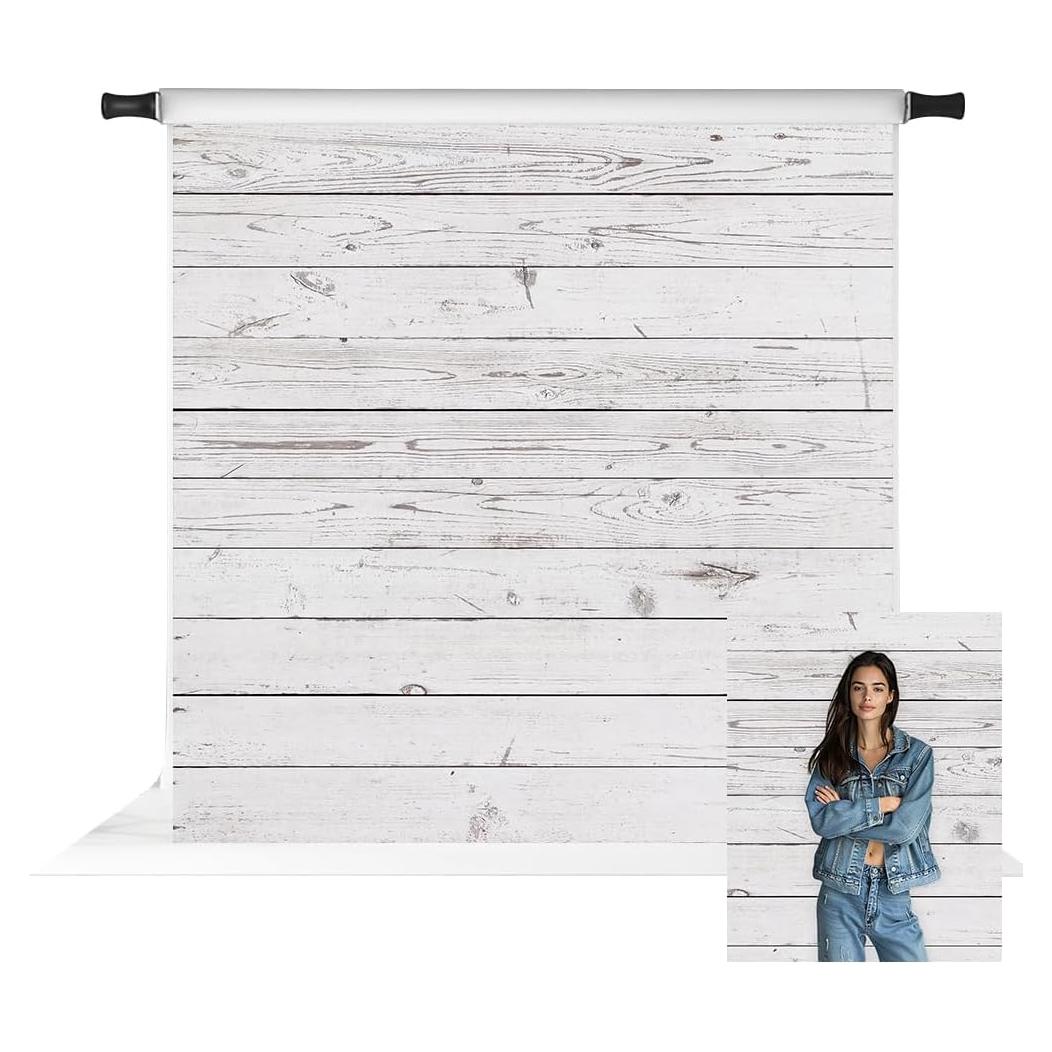 Fondo de Madera Blanca Kate 2.44x2.44m Microfibra Estudio