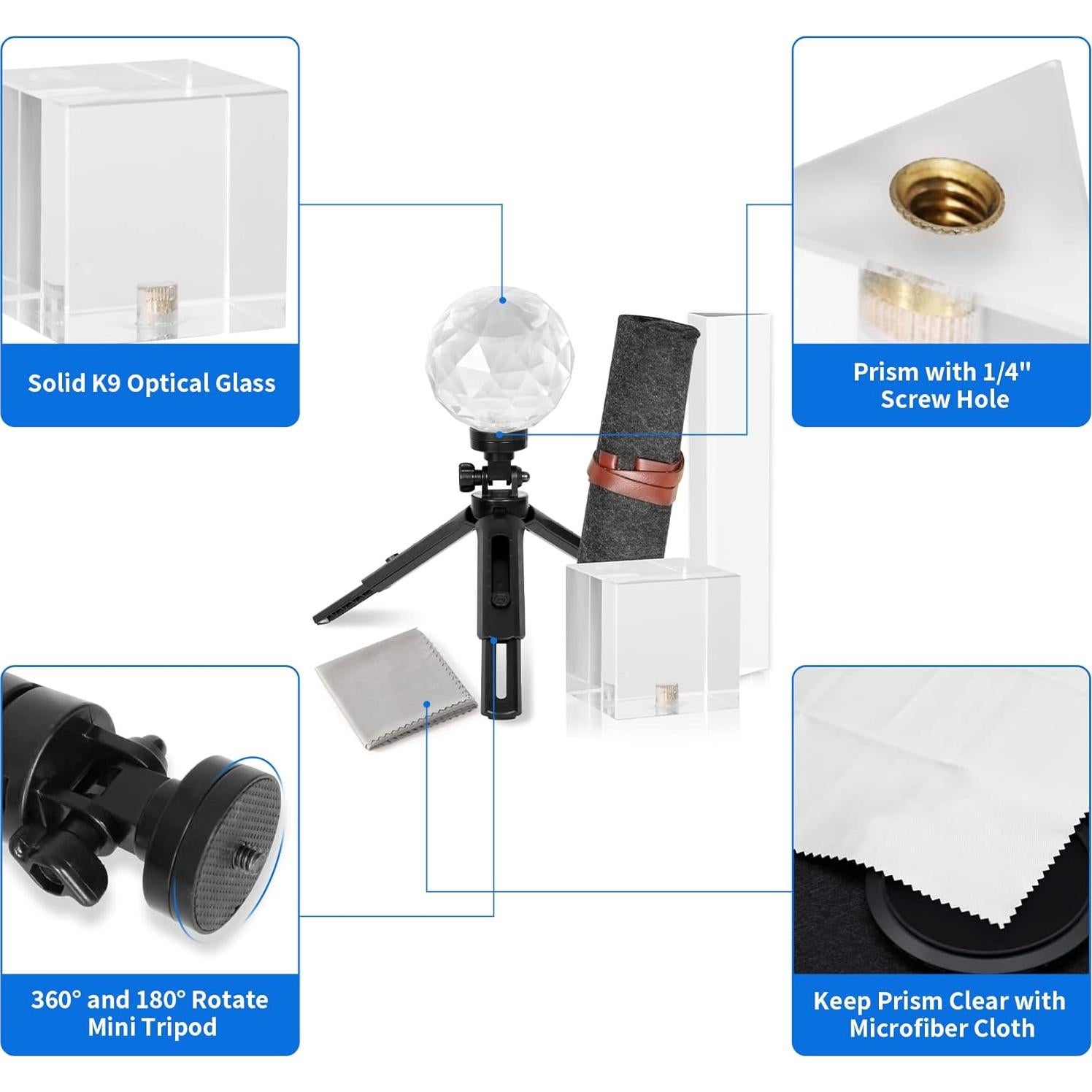 Set de Prismas de Fotografía MK Studio con Mini Trípode
