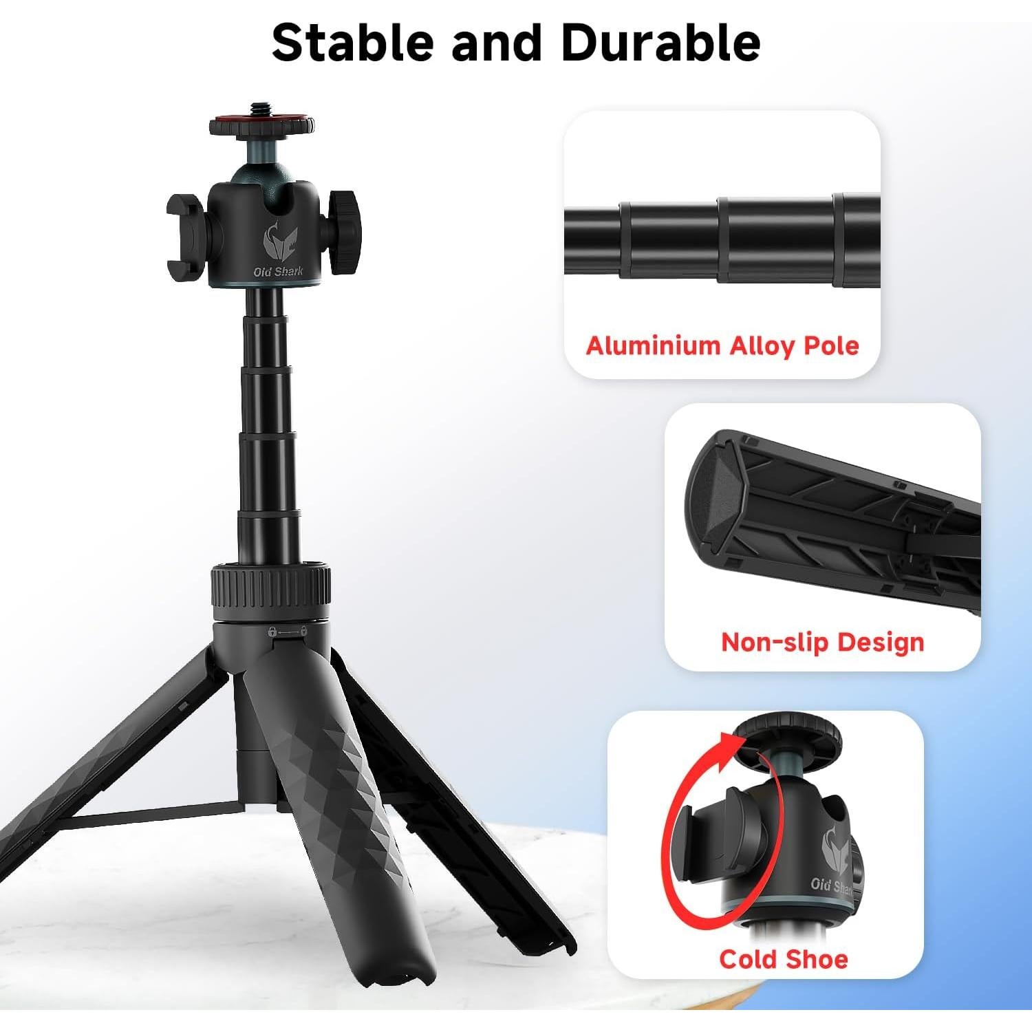 Trípode Mini Extensible OLDSHARK con Cabezal de Bola 360°