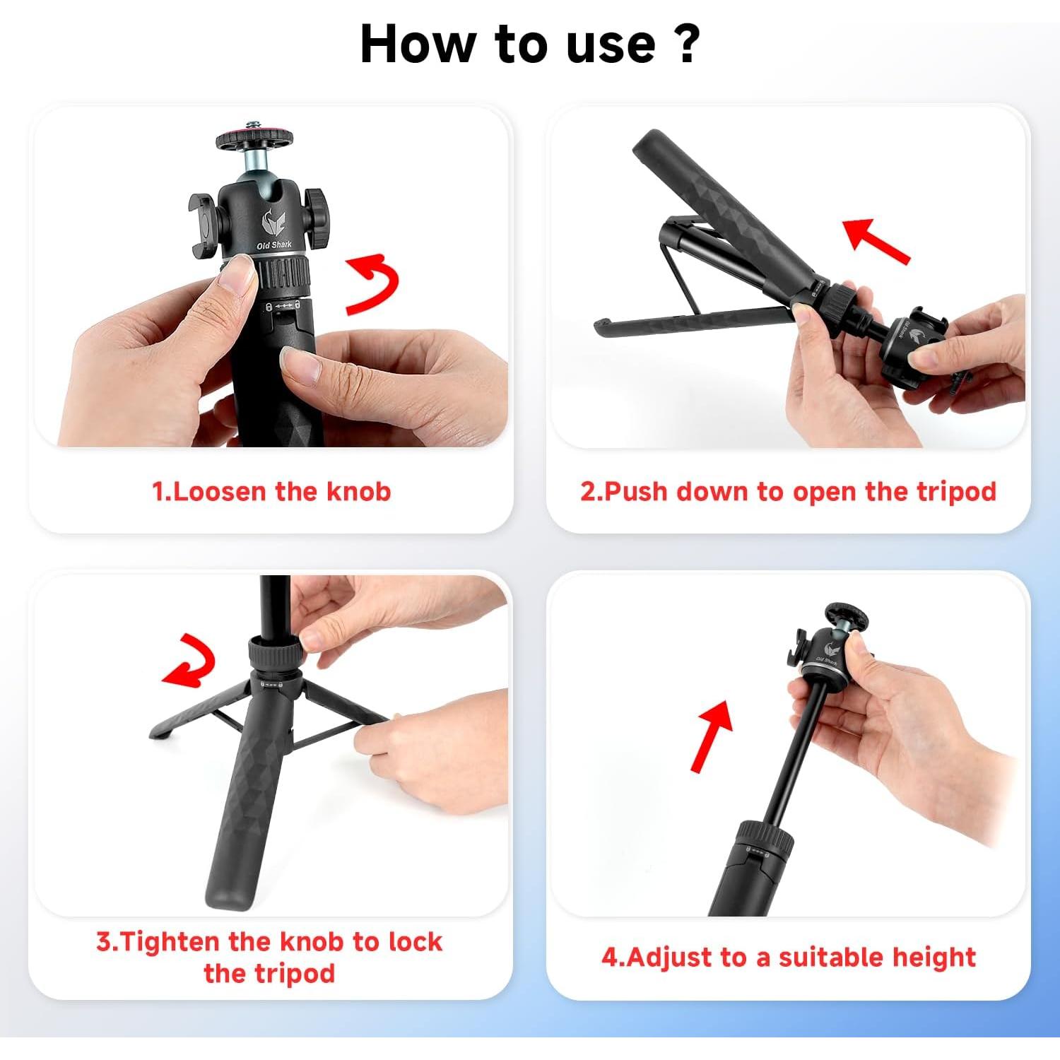 Trípode Mini Extensible OLDSHARK con Cabezal de Bola 360°