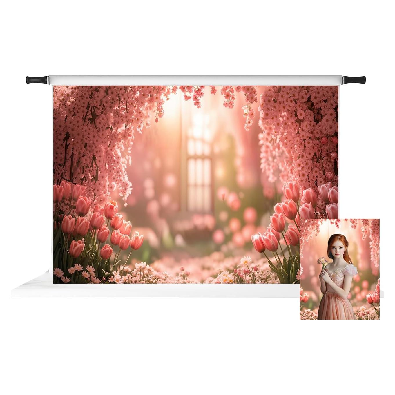 Fondo de Microfibra Kate 2.2x1.5m Tulipanes Primavera