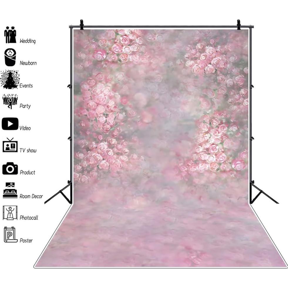 Fondo Fotográfico Flores Rosadas 180x240cm Poliester Action Bloom