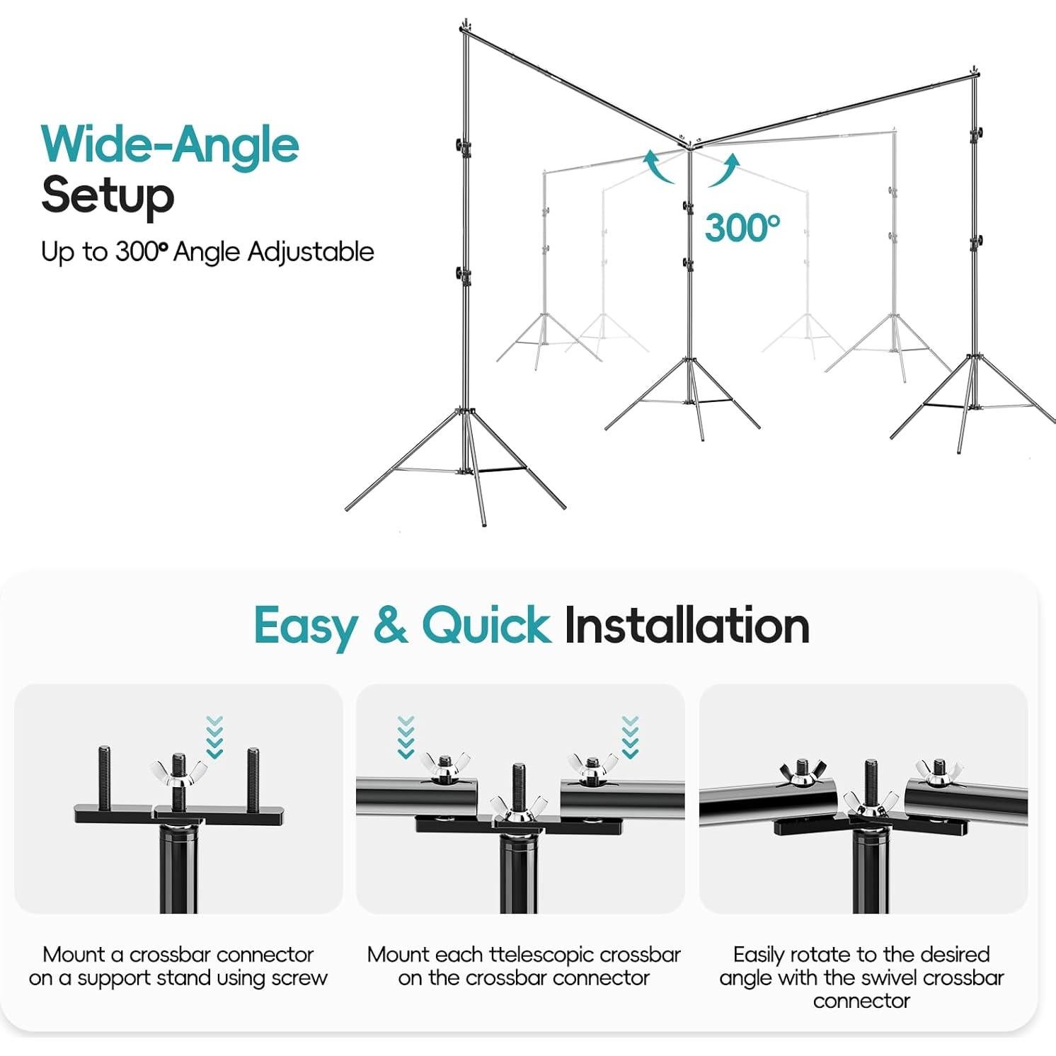 Soporte Ajustable para Fondo EMART 3.05x6.1m con Conector Rotativo