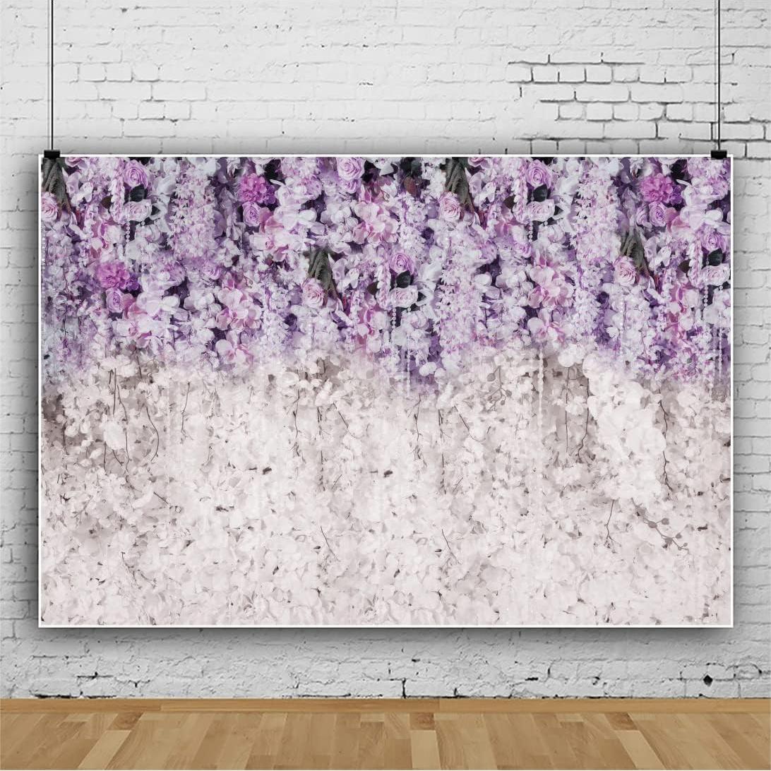 Fondo de Fotografía OERJU 10x7ft Floral Lavanda y Blanca