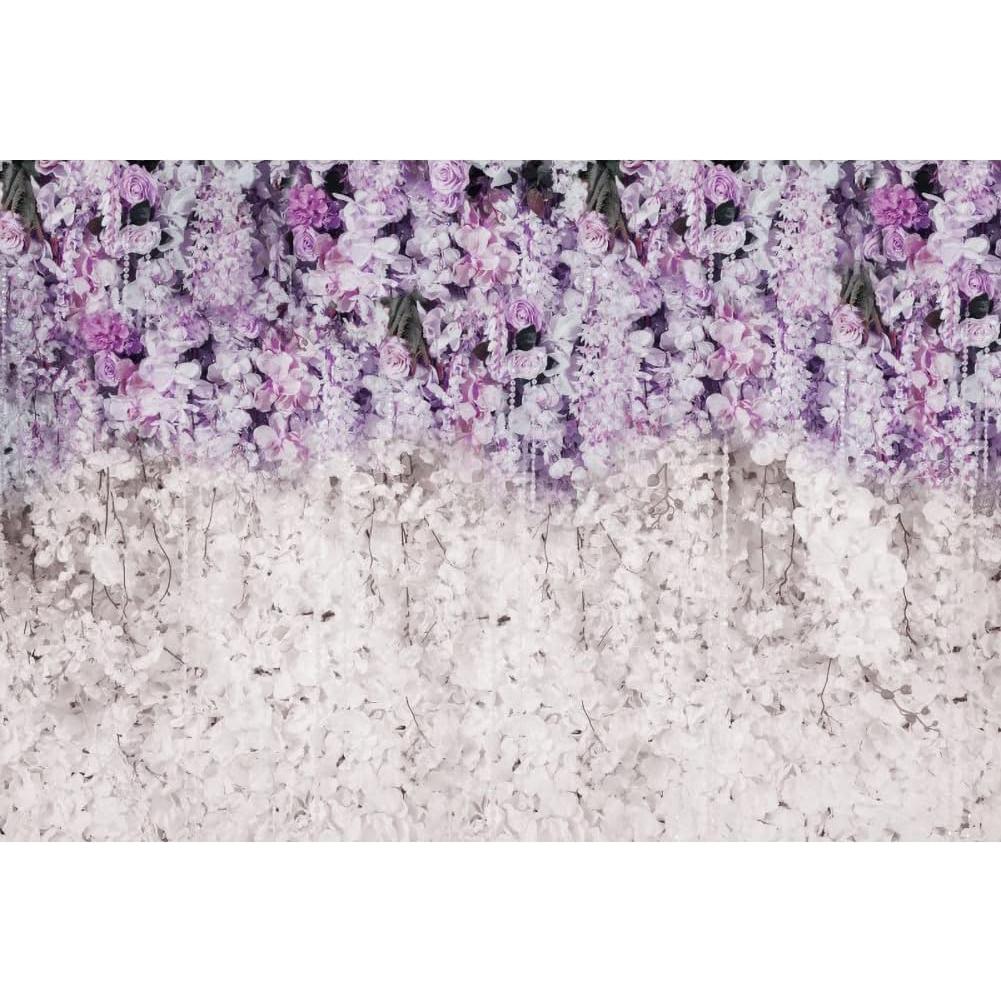 Fondo de Fotografía OERJU 10x7ft Floral Lavanda y Blanca