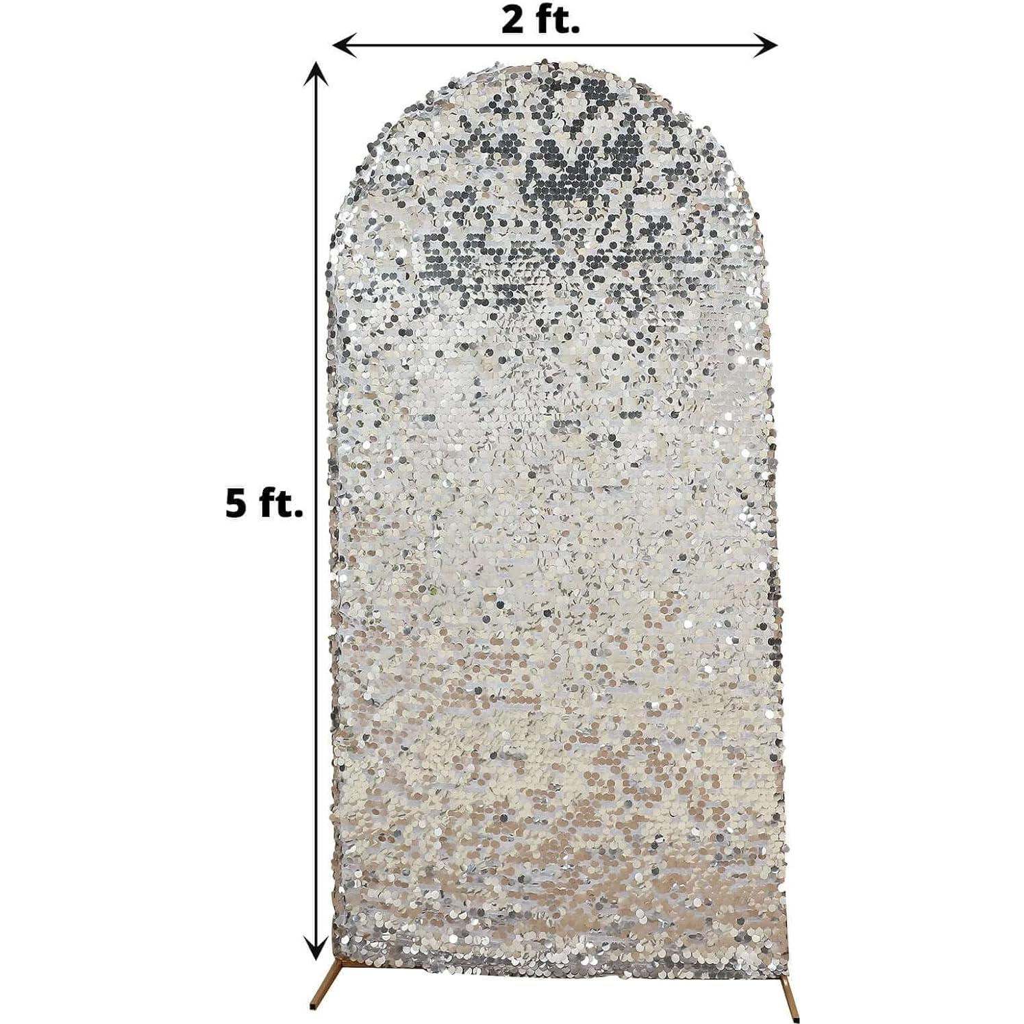Cubierta de Arco de Boda Efavormart 5 pies Lentejuelas Plateadas