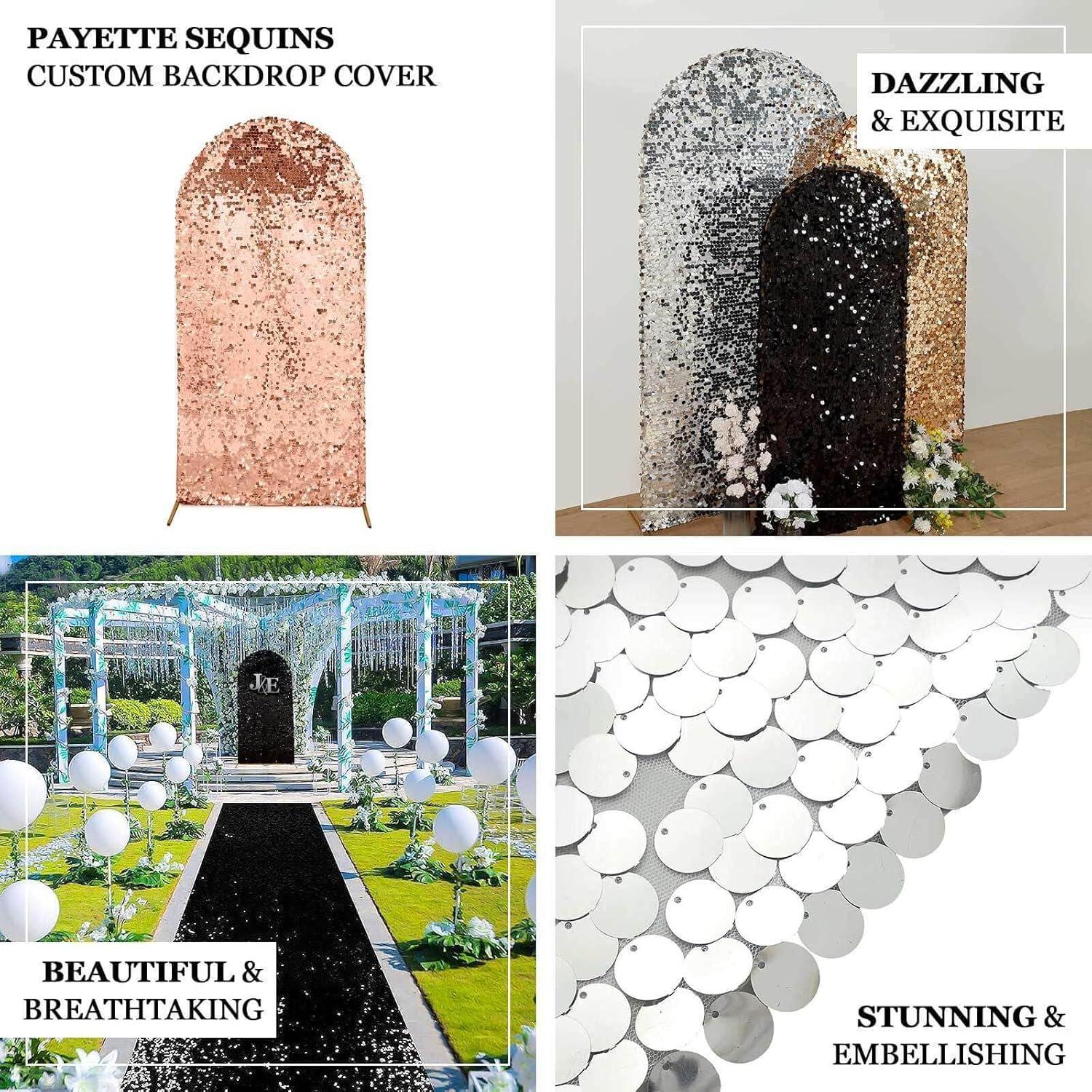 Cubierta de Arco de Boda Efavormart 5 pies Lentejuelas Plateadas