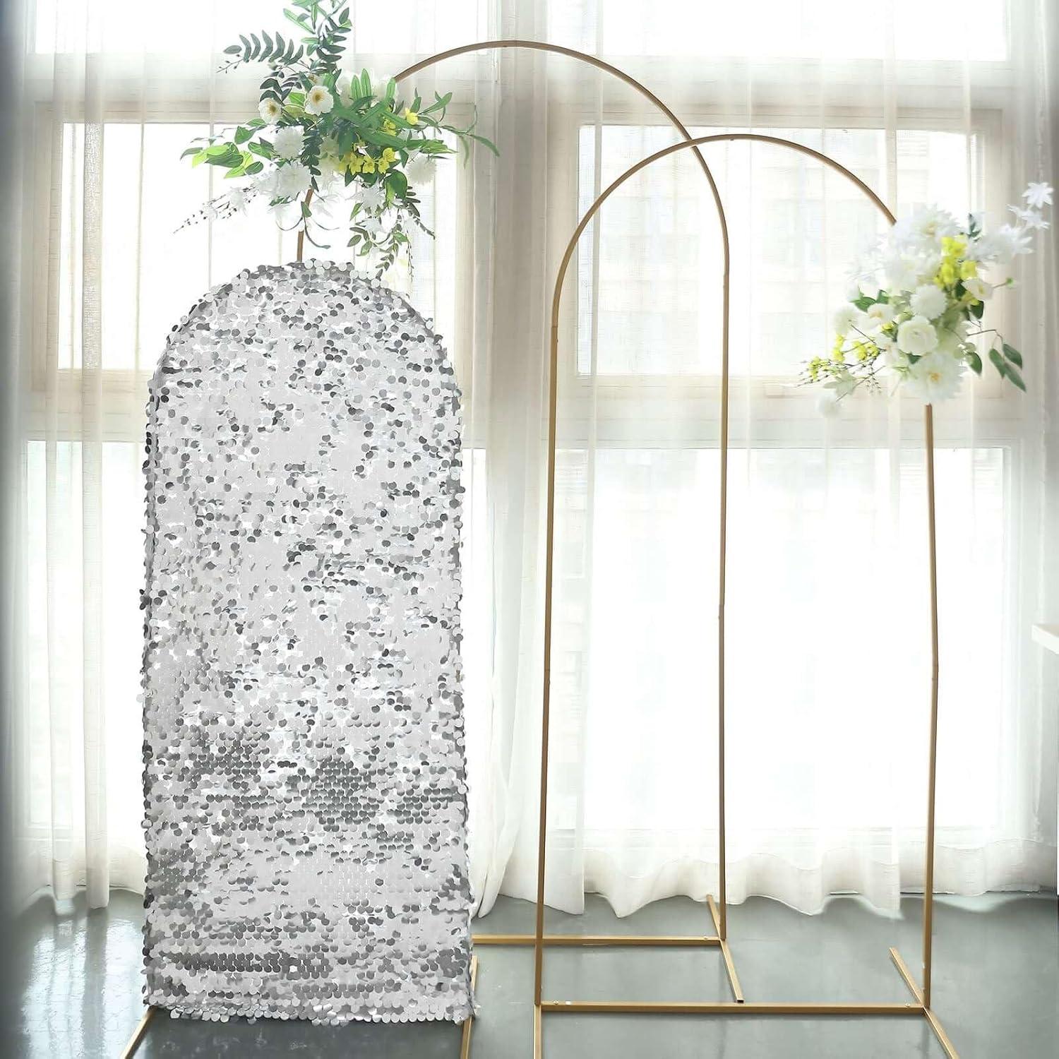Cubierta de Arco de Boda Efavormart 5 pies Lentejuelas Plateadas