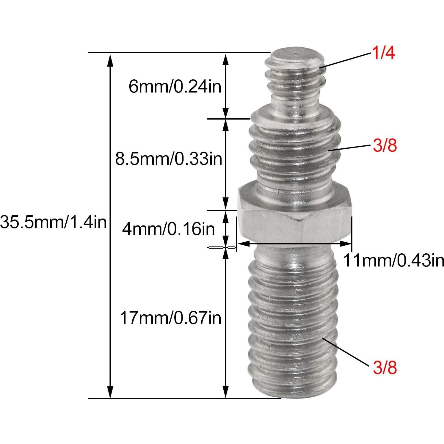 Adaptadores de tornillo de trípode LUORNG 1/4 a 3/8 - 3 Pcs
