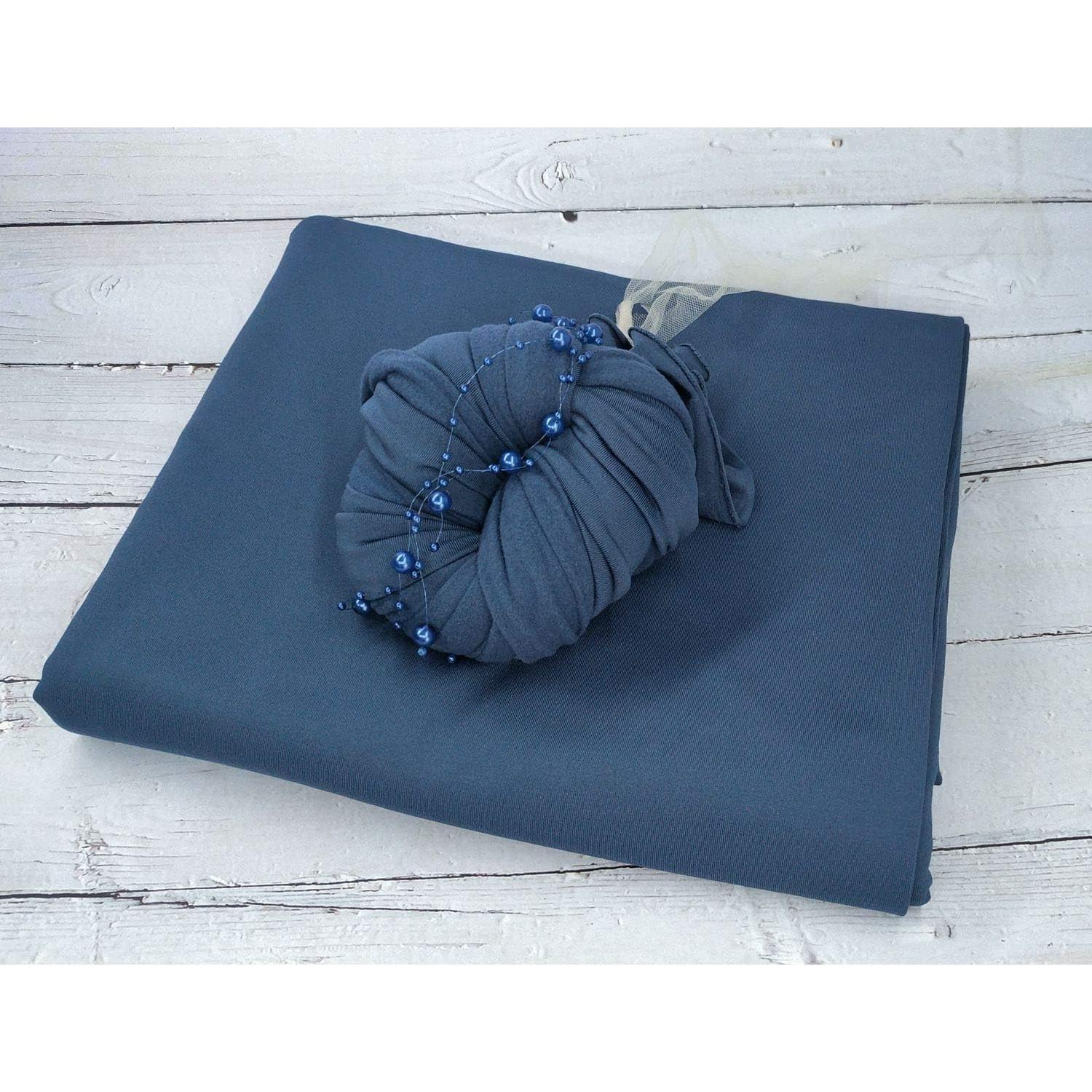 Conjunto de Fondos y Envolturas para Fotografía de Recién Nacidos Honra Beanbag - Azul Marino