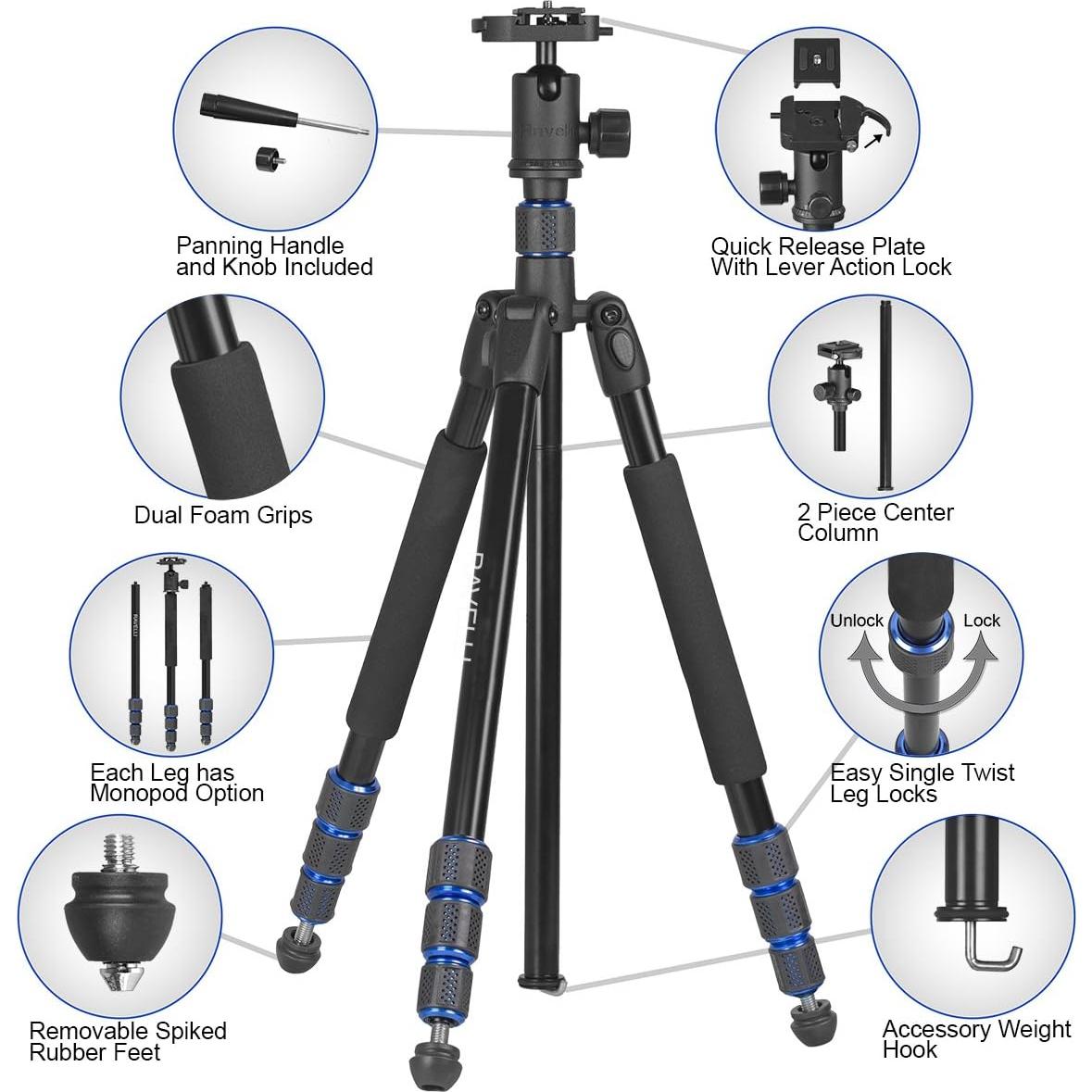 Trípode Profesional Ravelli APGL5 con Cabezal de Bola y Bolsa