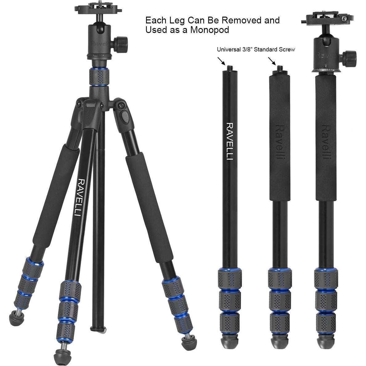 Trípode Profesional Ravelli APGL5 con Cabezal de Bola y Bolsa