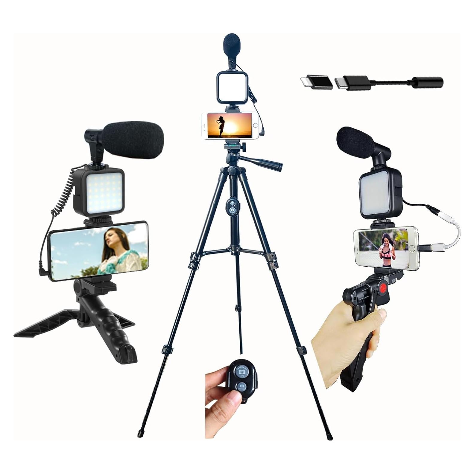 Kit de Vlogging Carrotech C-VLOG01 con Trípodes y Luz LED