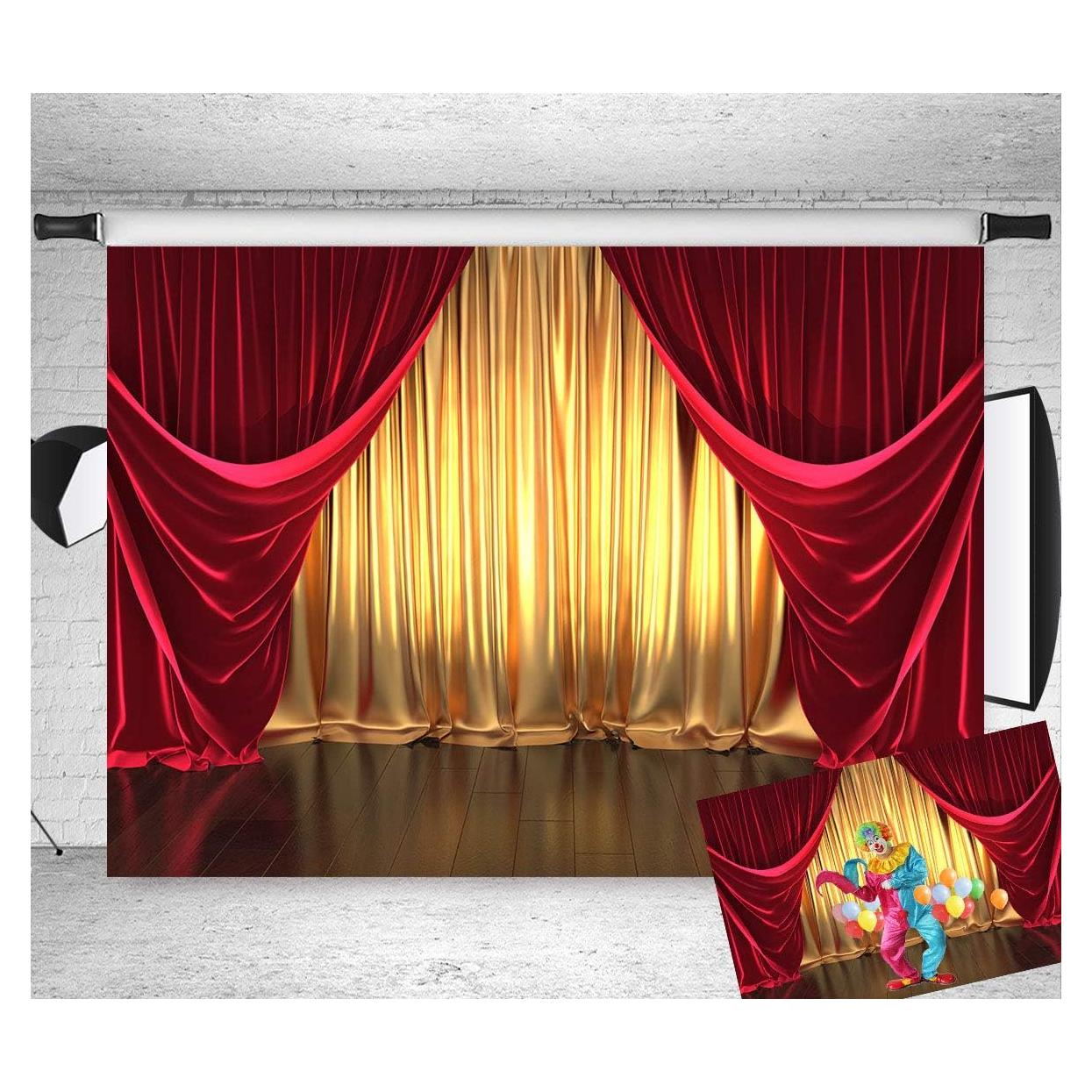Fondo Fotográfico Qian 210x150 cm 3D Teatro Dorado y Rojo