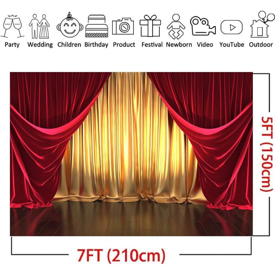 Fondo Fotográfico Qian 210x150 cm 3D Teatro Dorado y Rojo