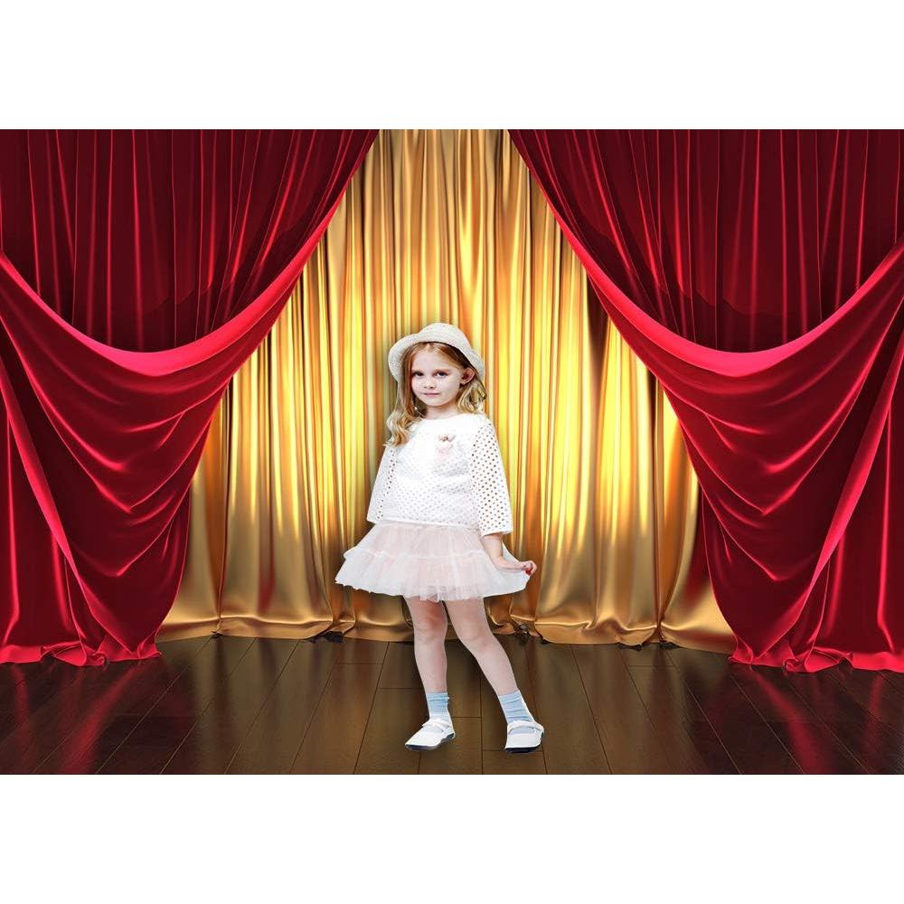 Fondo Fotográfico Qian 210x150 cm 3D Teatro Dorado y Rojo