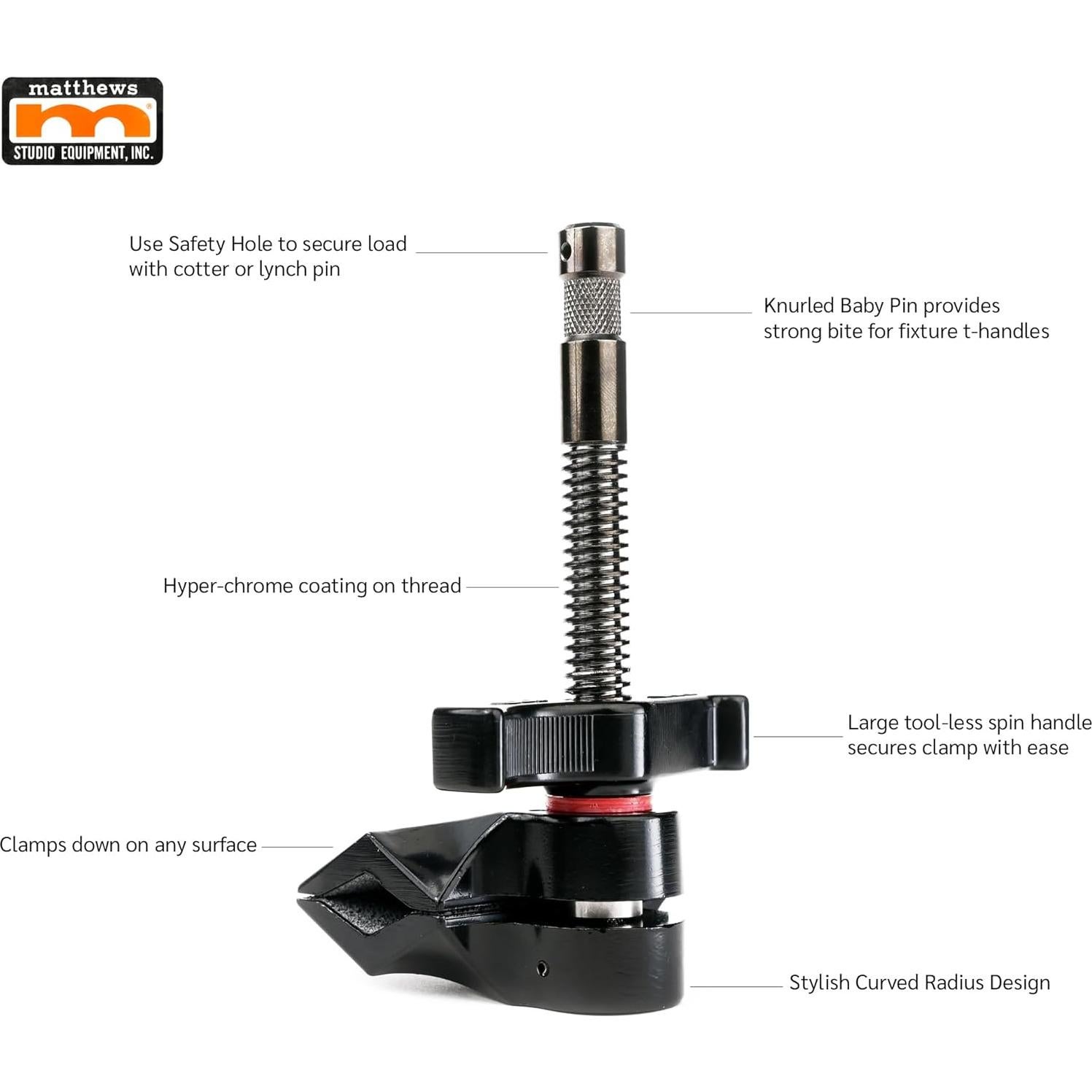 Abrazadera de Mandíbula Central 3" Matthellini Negra para Montaje