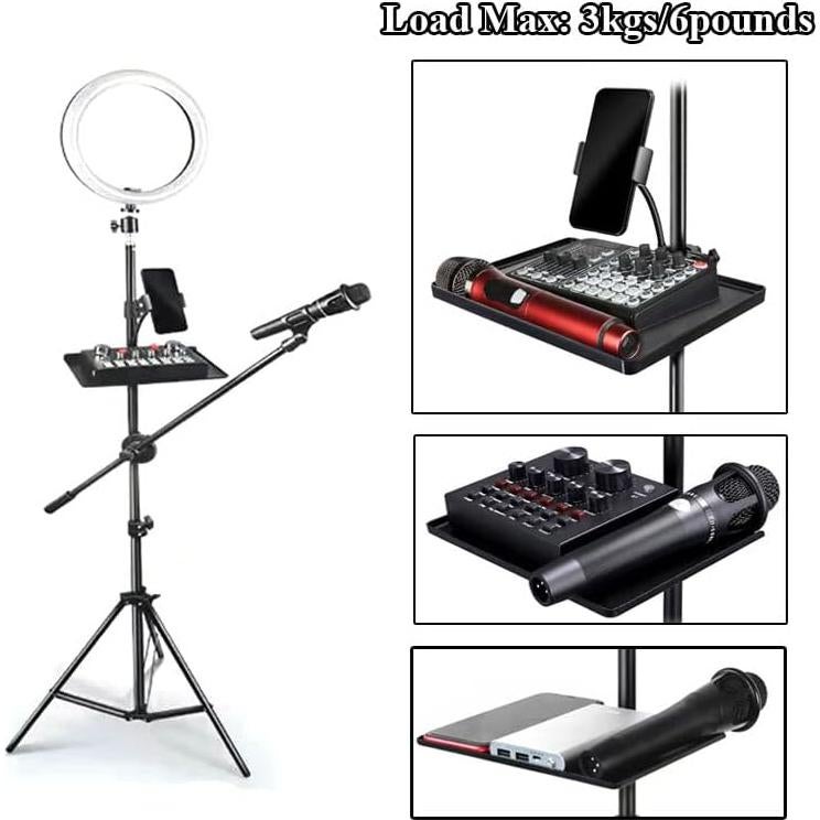 Soporte de Micrófono Universal Coret con Bandeja Plástica 27x20.5cm