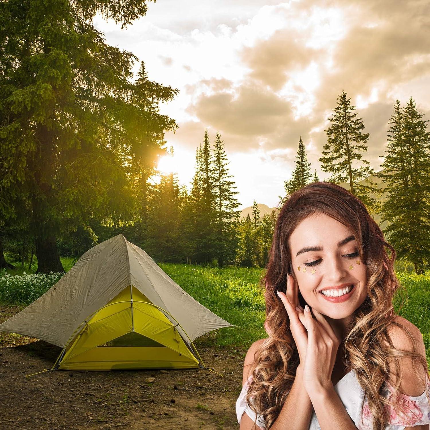 Jungle Forest Photography Background Tents in Forest Golden Evening Lights Background Nature Landscape Forest Trees Lush Grass Enchanted Safari Theme Banner Adult Photo Studio Props 7x5ft