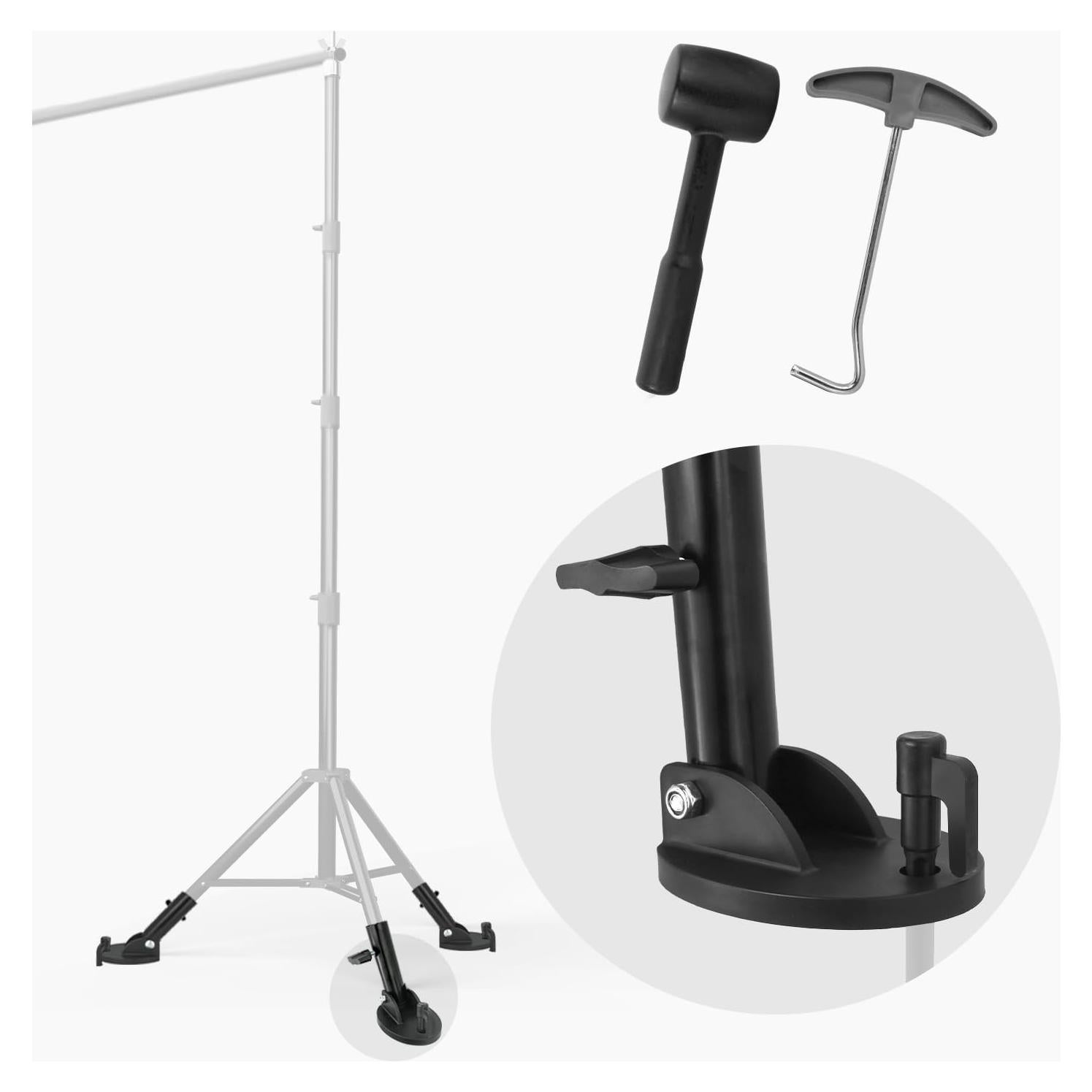 Julius Studio [6 Pack] Backdrop Stands Outdoor Shoe Mount Foot Pad, Tripod Locking on Soil, Grass, Soft Ground, Fixing Anchor, Angle Adjustable Sleeve Holder Stabilizer for Outdoor Events, JSAG858