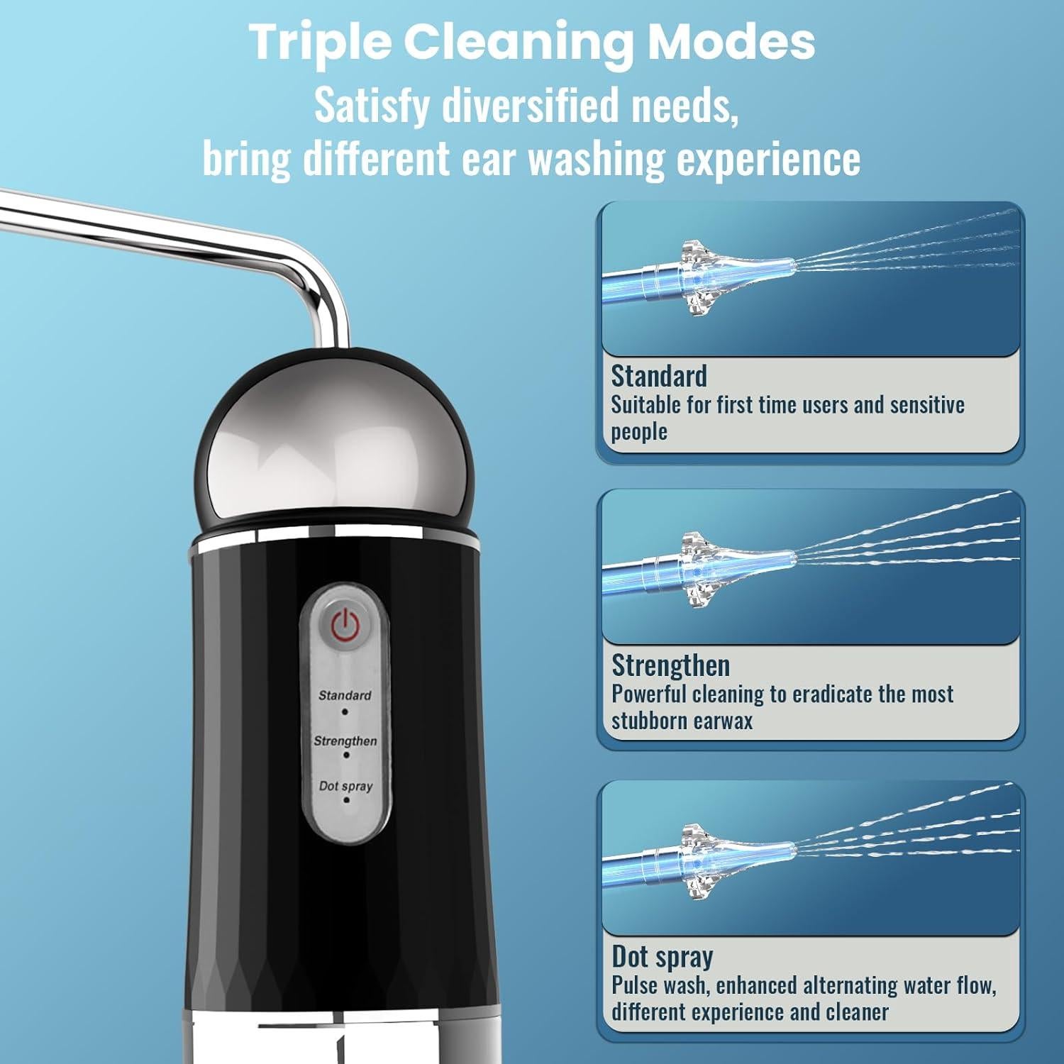 Limpiador de Oídos Eléctrico VDPHYC con Modo de Pulso - Negro