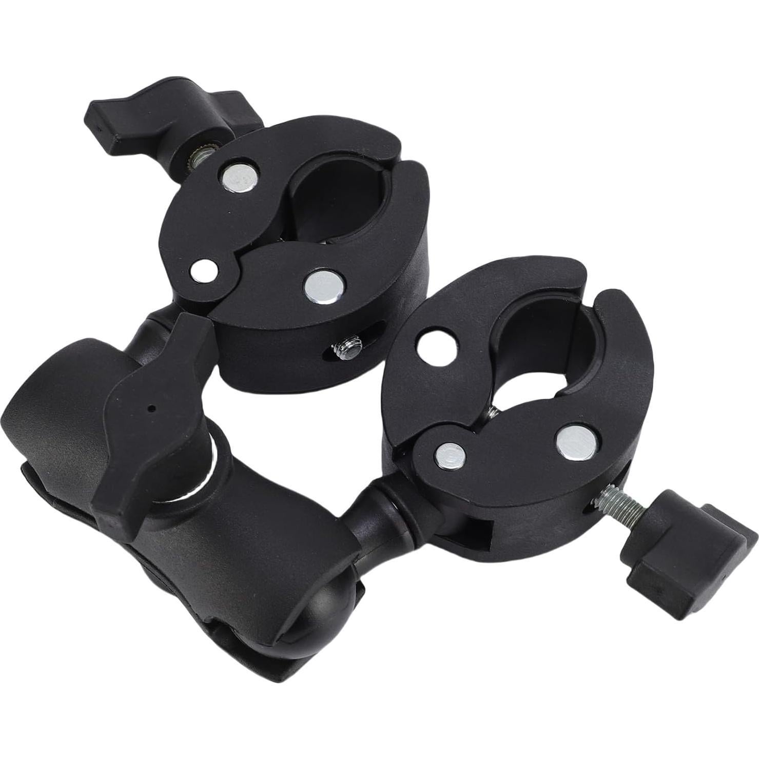 Dpofirs Super Clamp Double Camera Clamp Mount, Magic Arm Double Ball Head Adapter for Studio Light Stands, Tripods, Motorcycle, Bike Handlebars