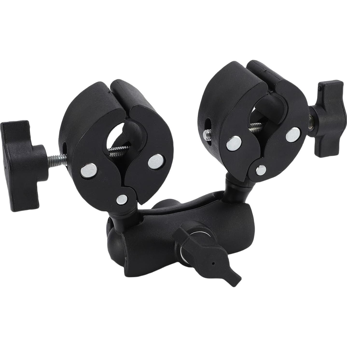 Dpofirs Super Clamp Double Camera Clamp Mount, Magic Arm Double Ball Head Adapter for Studio Light Stands, Tripods, Motorcycle, Bike Handlebars