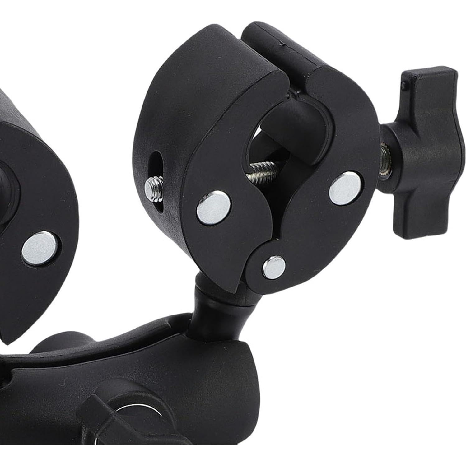 Dpofirs Super Clamp Double Camera Clamp Mount, Magic Arm Double Ball Head Adapter for Studio Light Stands, Tripods, Motorcycle, Bike Handlebars