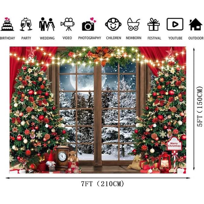 Fondo de Fotografía Navidad 2.1x1.5m Vinilo Hnzwbxg