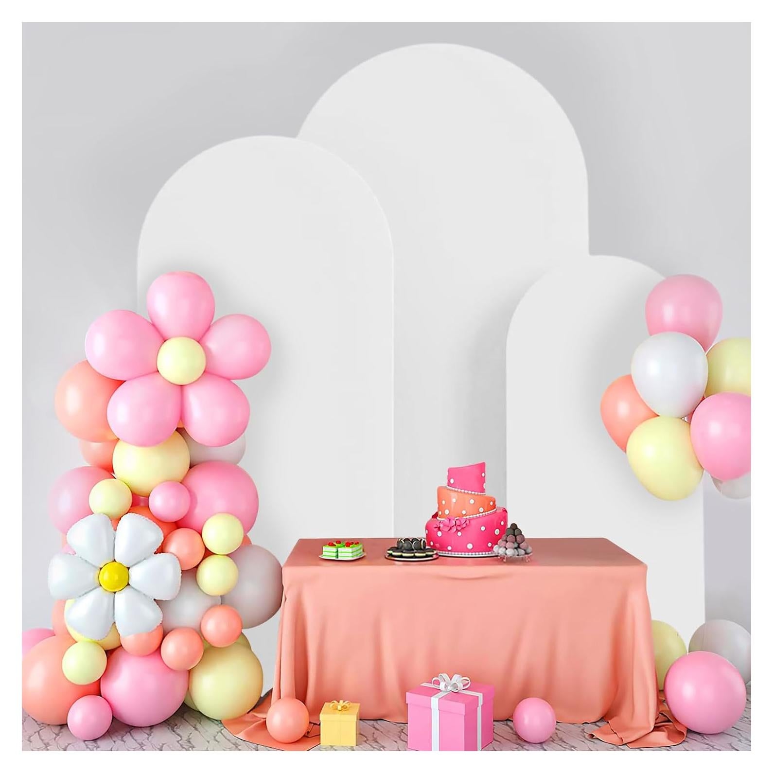 Cubierta de Arco de Boda Fantasyon 3 Set Spandex Blanca 1.22m-2.01m