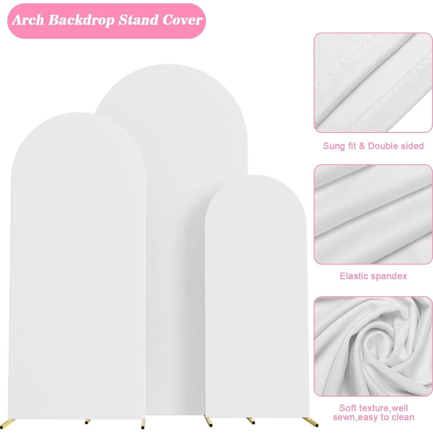 Cubierta de Arco de Boda Fantasyon 3 Set Spandex Blanca 1.22m-2.01m