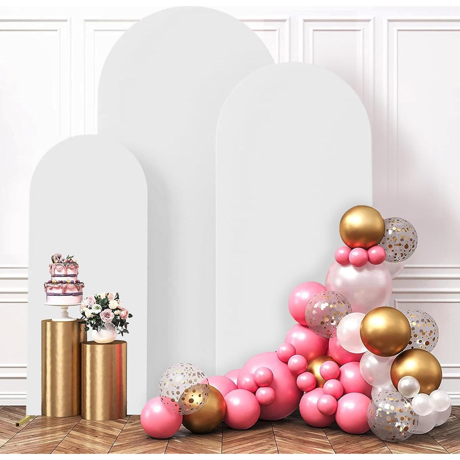 Cubierta de Arco de Boda Fantasyon 3 Set Spandex Blanca 1.22m-2.01m