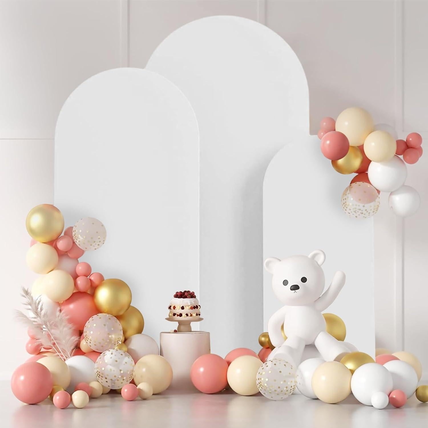 Cubierta de Arco de Boda Fantasyon 3 Set Spandex Blanca 1.22m-2.01m