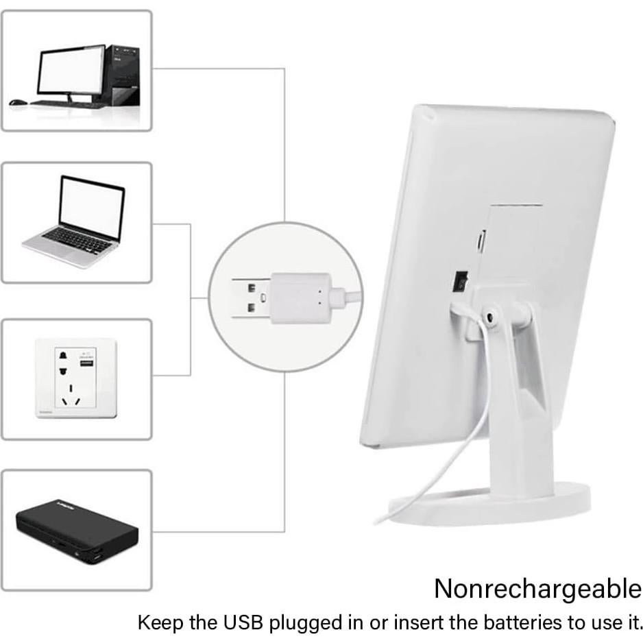 Espejo de Maquillaje Iluminado KOOKIN 26.67x16.26cm USB