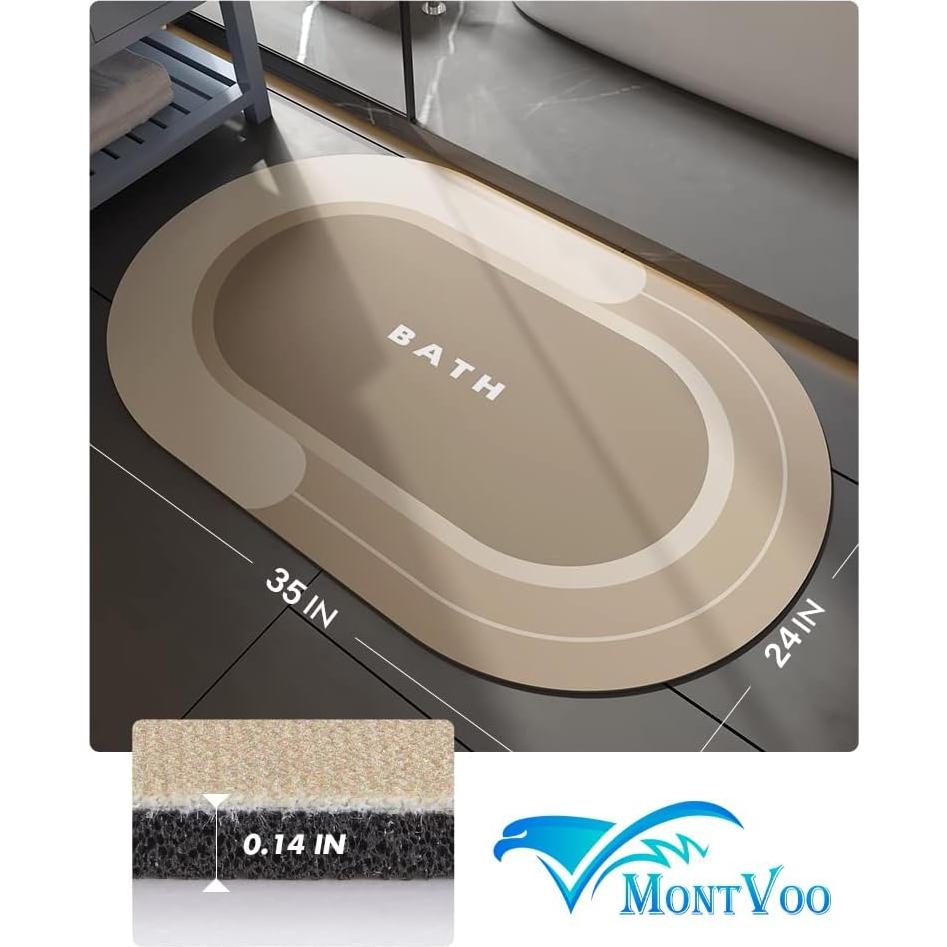 Alfombra de Baño MontVoo Beige Antideslizante 61x89cm