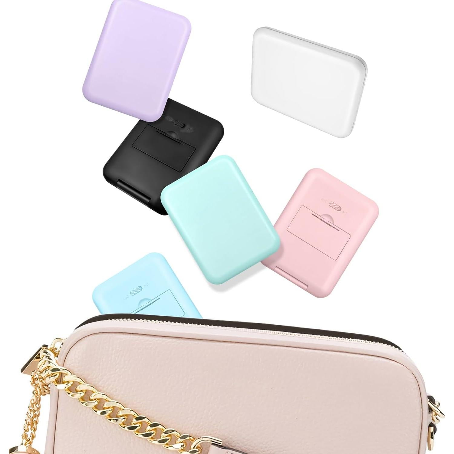 Espejo Compacto Kakuje Rosa con Luz LED 1X/3X para Viaje