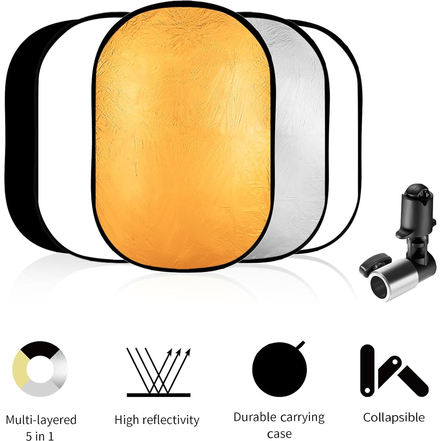 Kit Reflector 5-en-1 Selens 100x150cm con Soporte y Funda