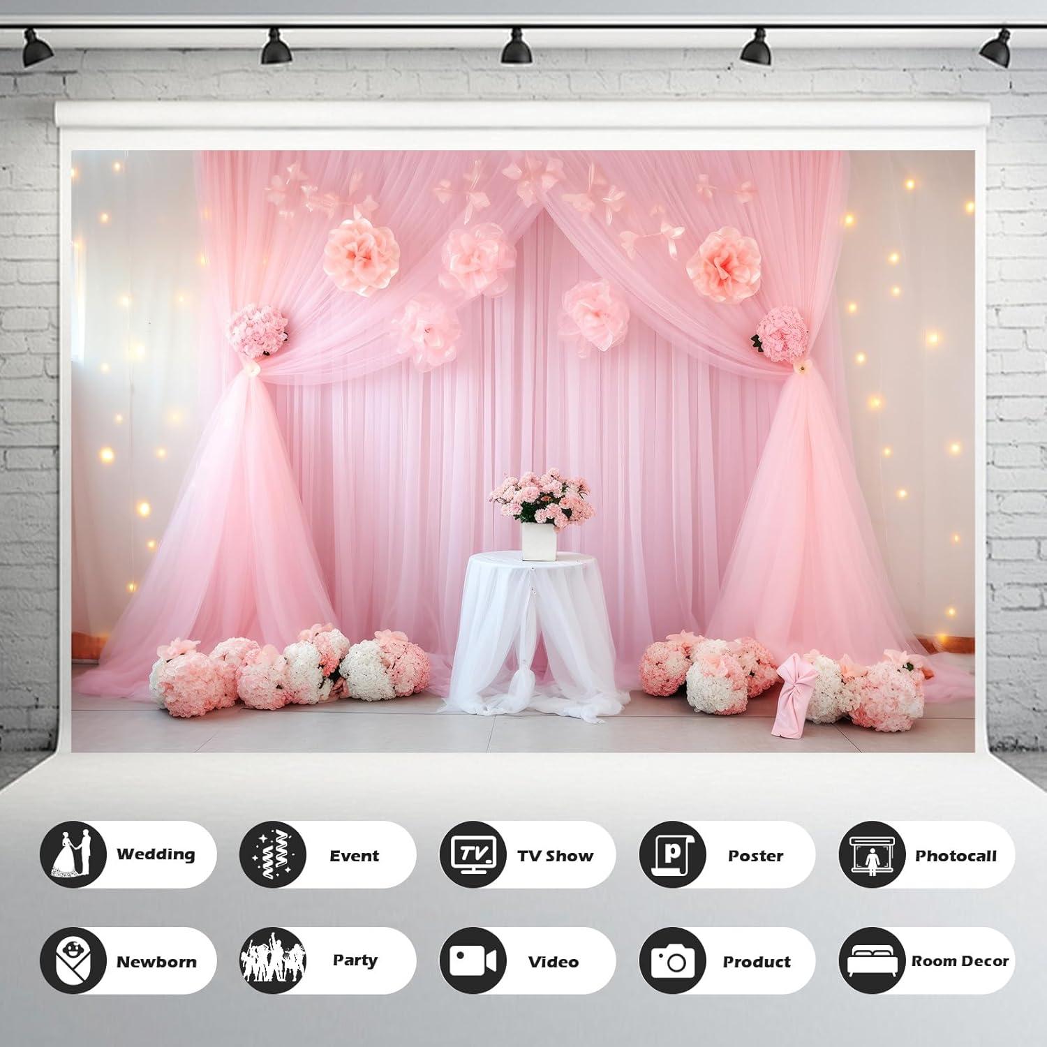 Fondo Fotográfico Colgante Mitivcati 2.2x1.5m Tulle Rosa