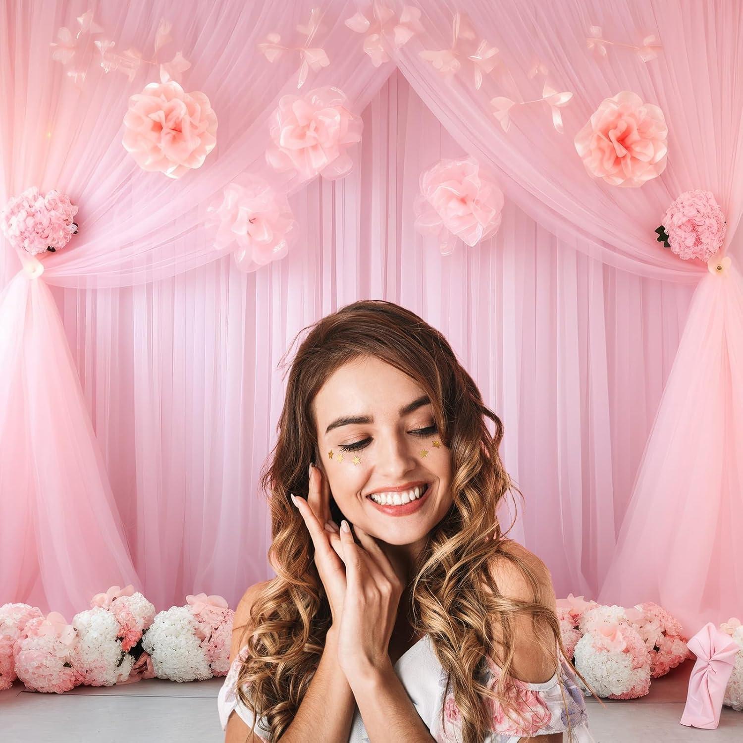 Fondo Fotográfico Colgante Mitivcati 2.2x1.5m Tulle Rosa