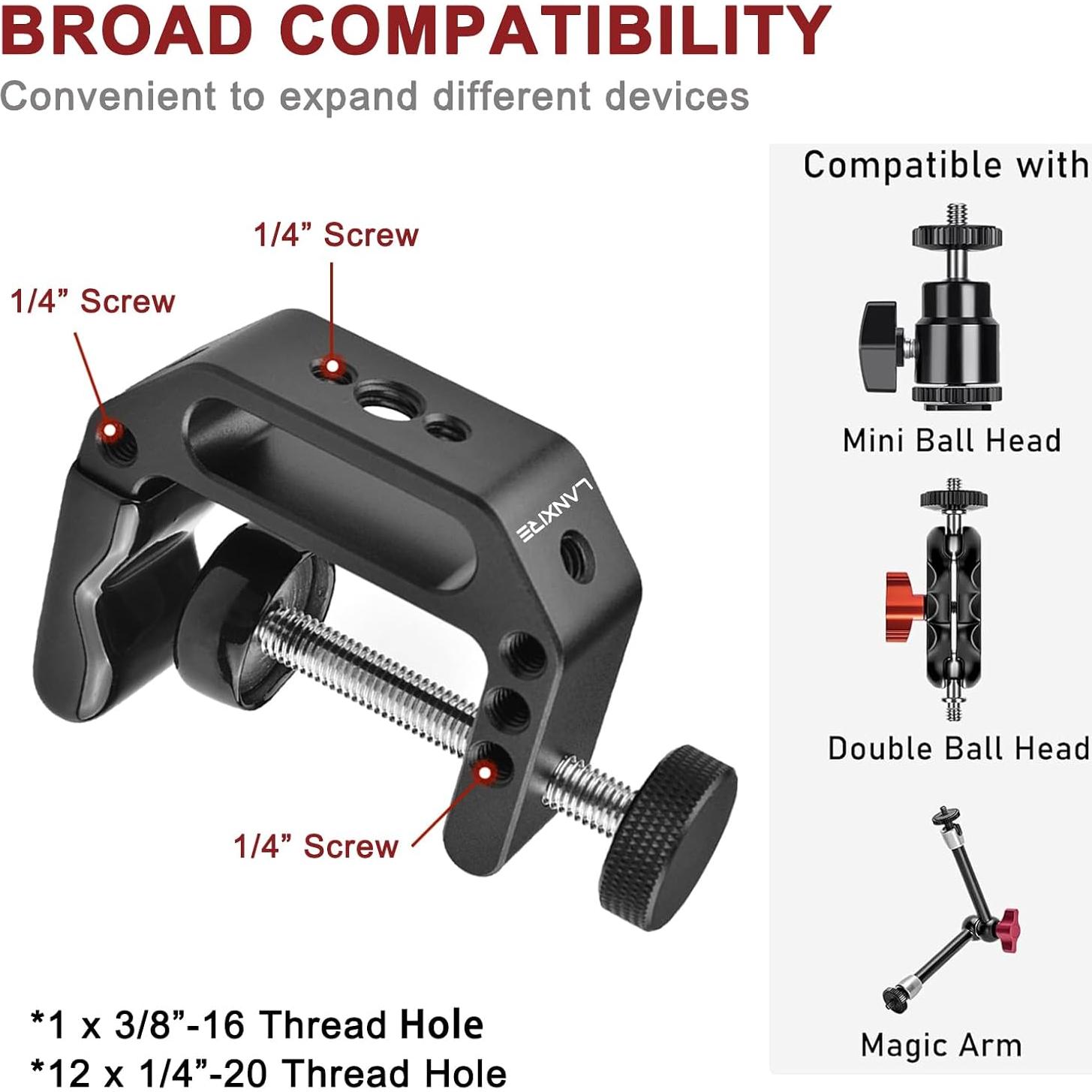 Soporte de Micrófono C Clamp Lanxire con Adaptador 1/4" a 5/8"