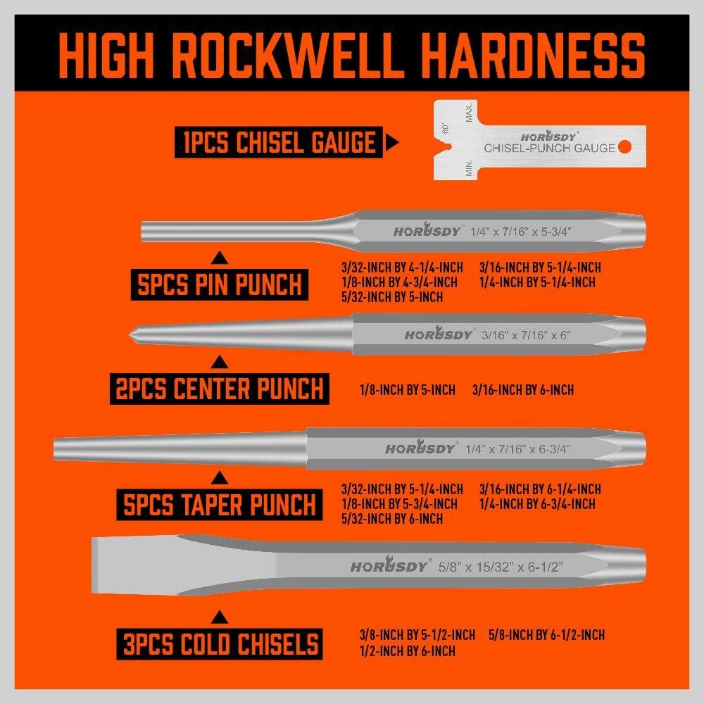 Juego de Punch y Cinceles 16 Piezas HORUSDY CR-V