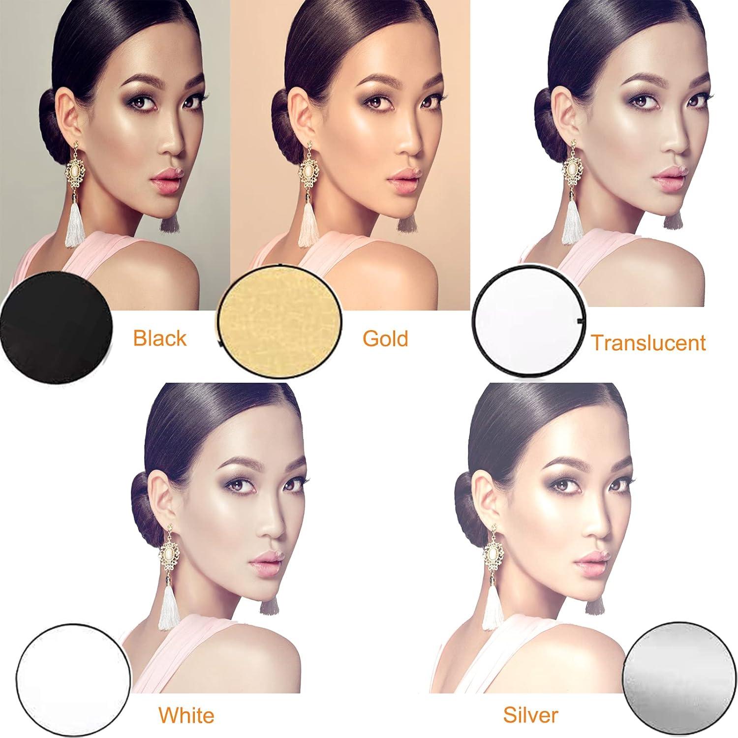 Reflector de Fotografía 5 en 1 ZMURED 80 cm con Soporte y Bolsa