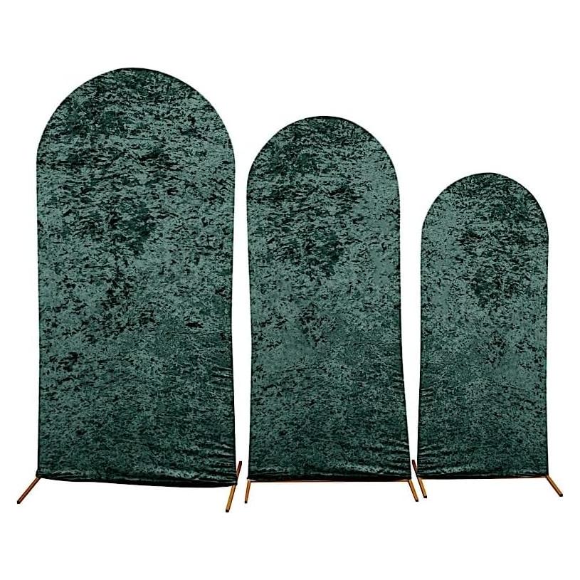3 Cubiertas de Terciopelo Verde Cazador para Soportes Redondos