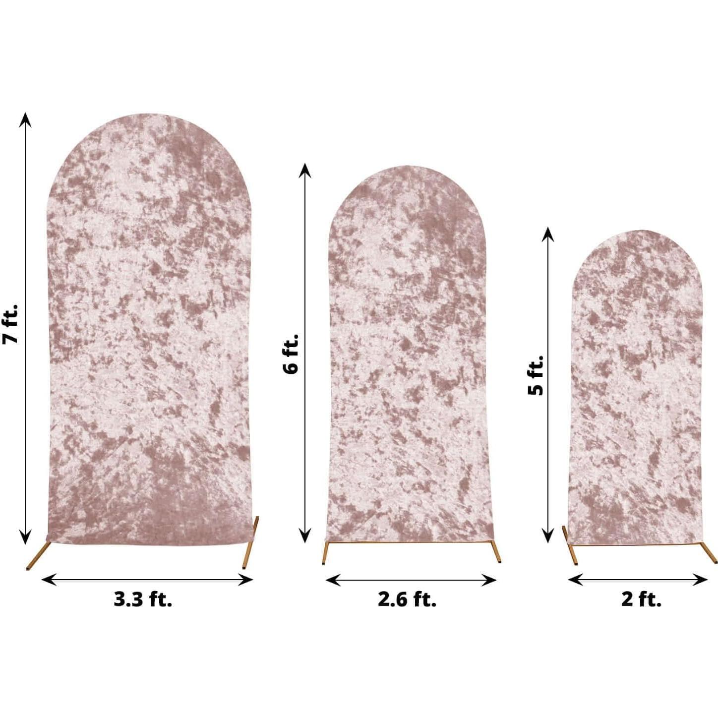 Juego de 3 Fundas de Terciopelo Aplastado Efavormart Rosa Polvoriento 1.52m, 1.83m, 2.13m