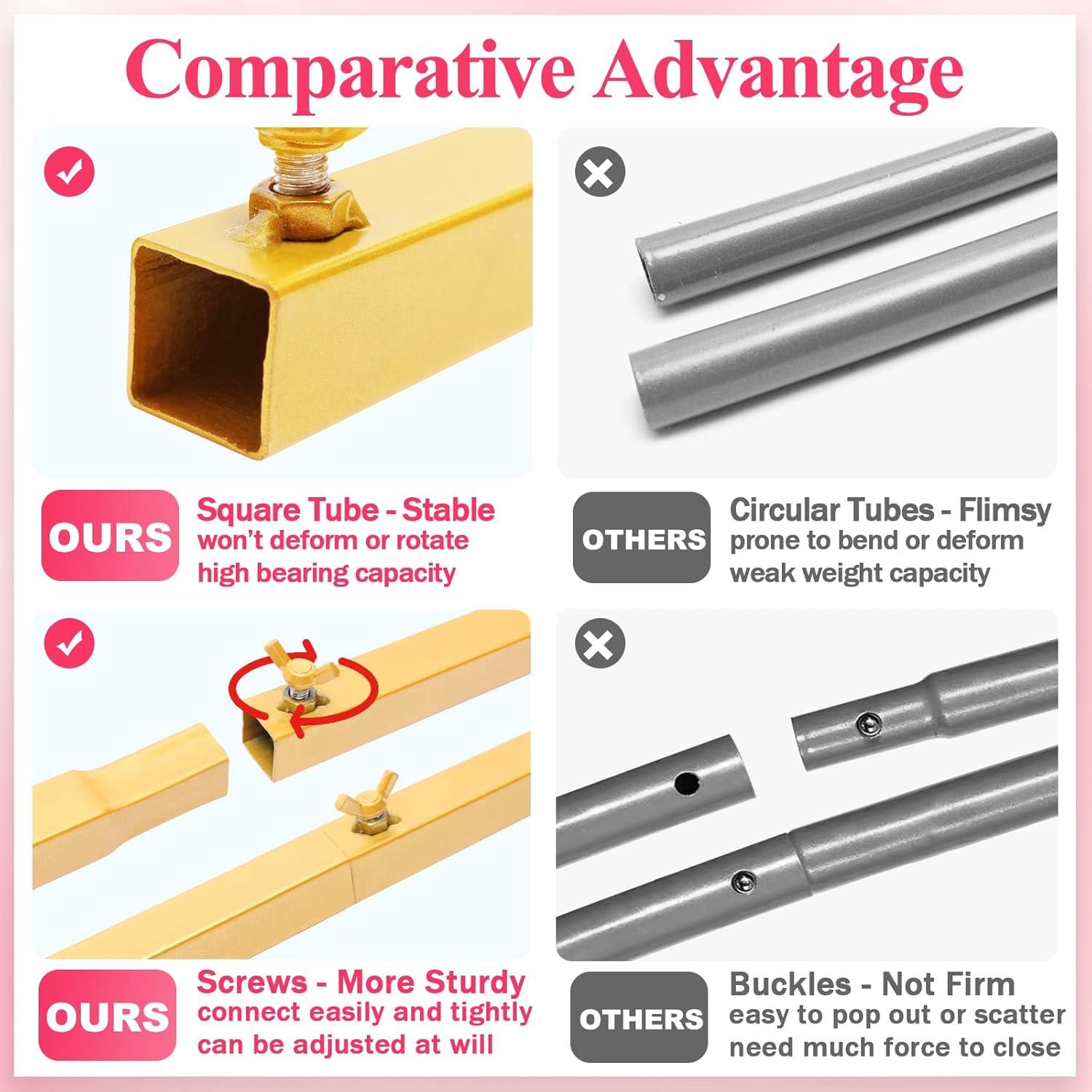 Soporte de Fondo de Arco de Boda Wokceer 3 Piezas Dorado 220x220 cm