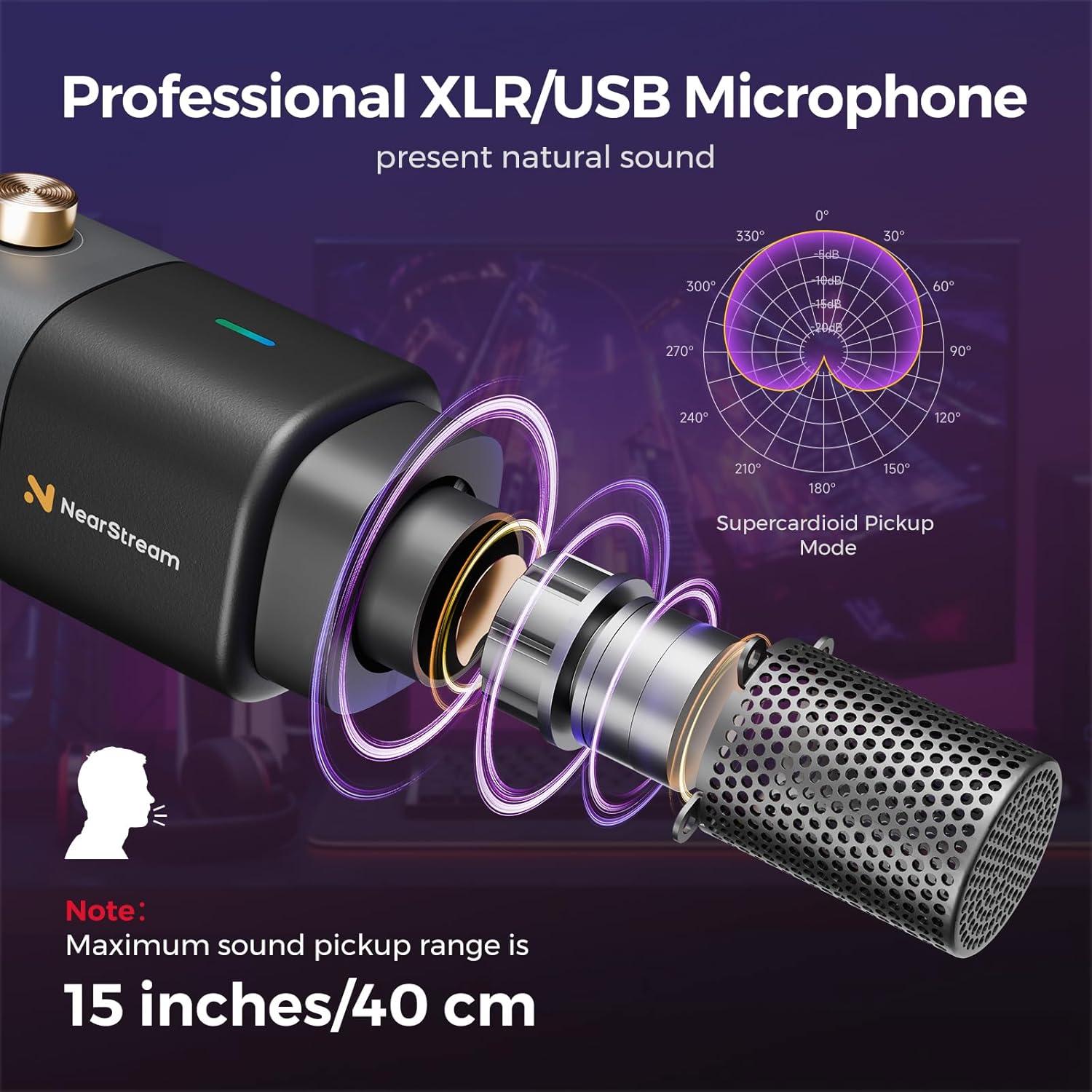 Micrófono de condensador AM20X USB/XLR con soporte ajustable